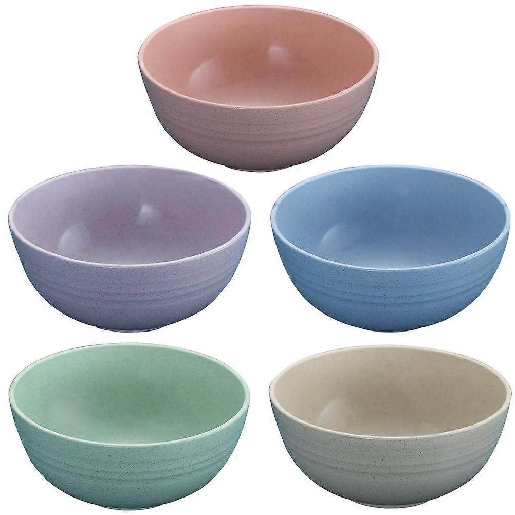 Space-Saving Straw Rice Bowl Set For Everyday Use Assorted Color 5Pcs