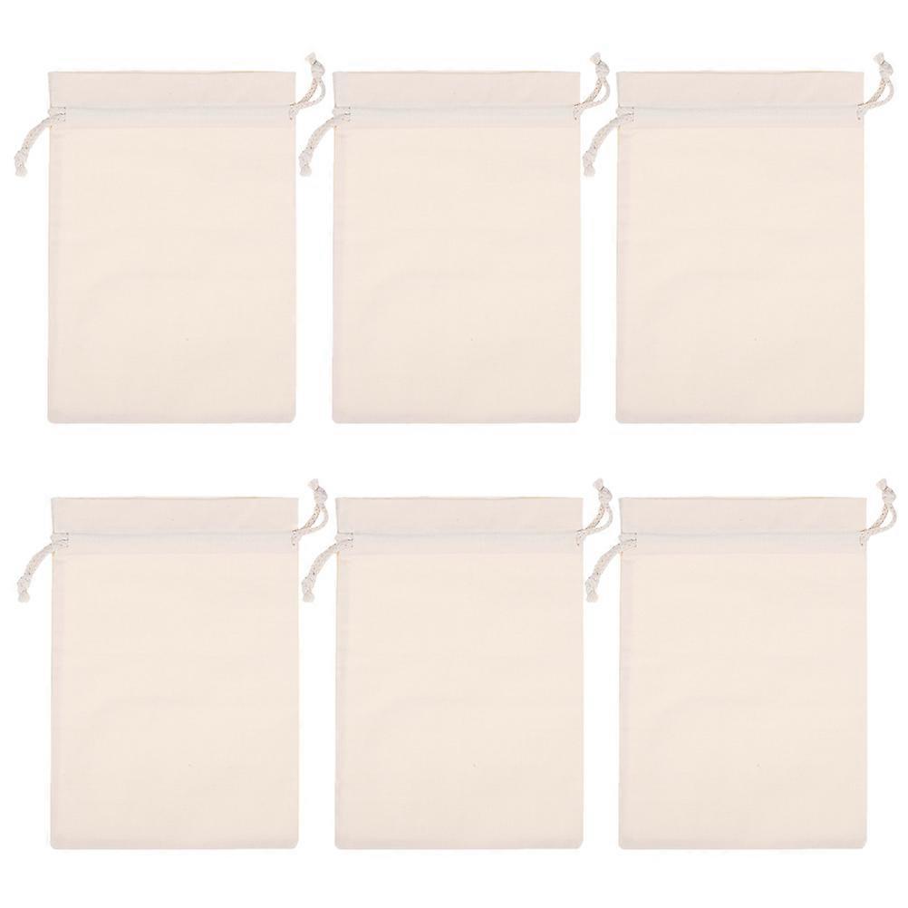 Storage Use Drawstring Bags Cotton Drawstring Bag 6Pcs Beige Set