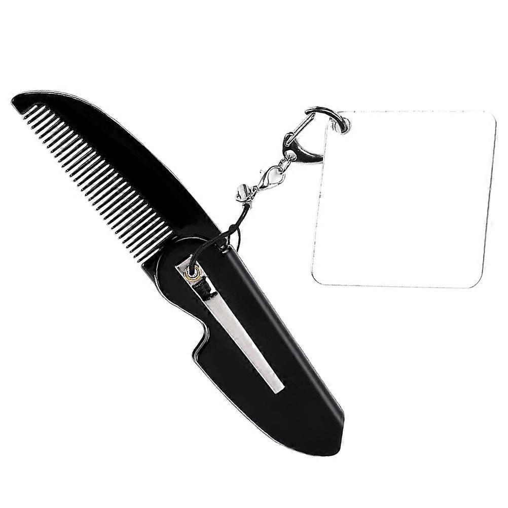 Portable Folding Fine Tooth Comb for Men with Keychain 3Pcs