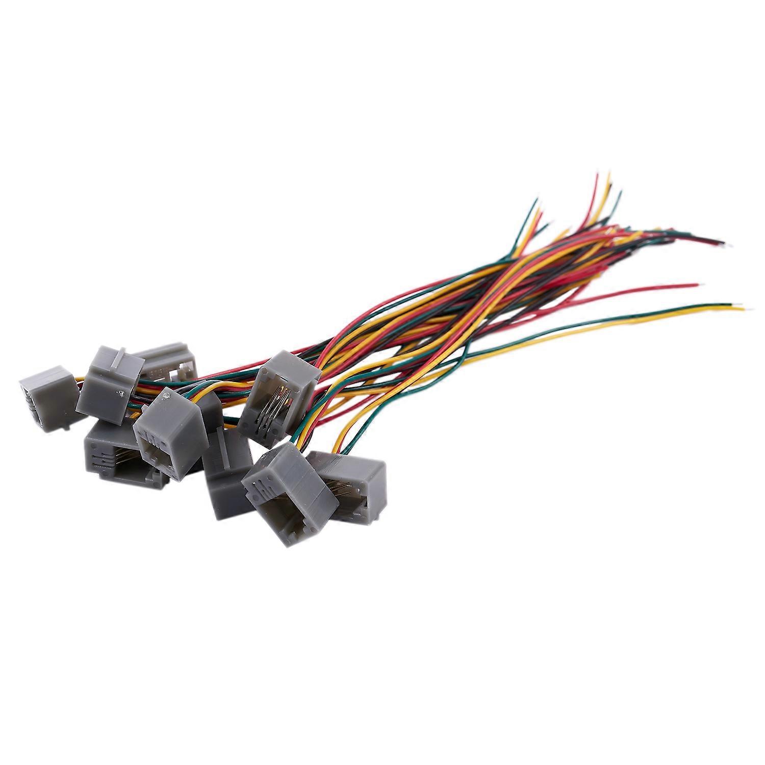 10 Stücke 616E 4P4C RJ9 Telefonbuchse Adapter w 4 Drähte 8 cm