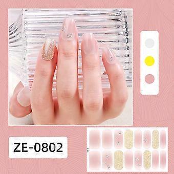 Neue 16-Finger Französisch süße Blume Nagellack Film Nagel Aufkleber Flash Laser Nail Art Aufkleber volle Aufkleber ZE-0802 nackte Stück + Nagelfeile