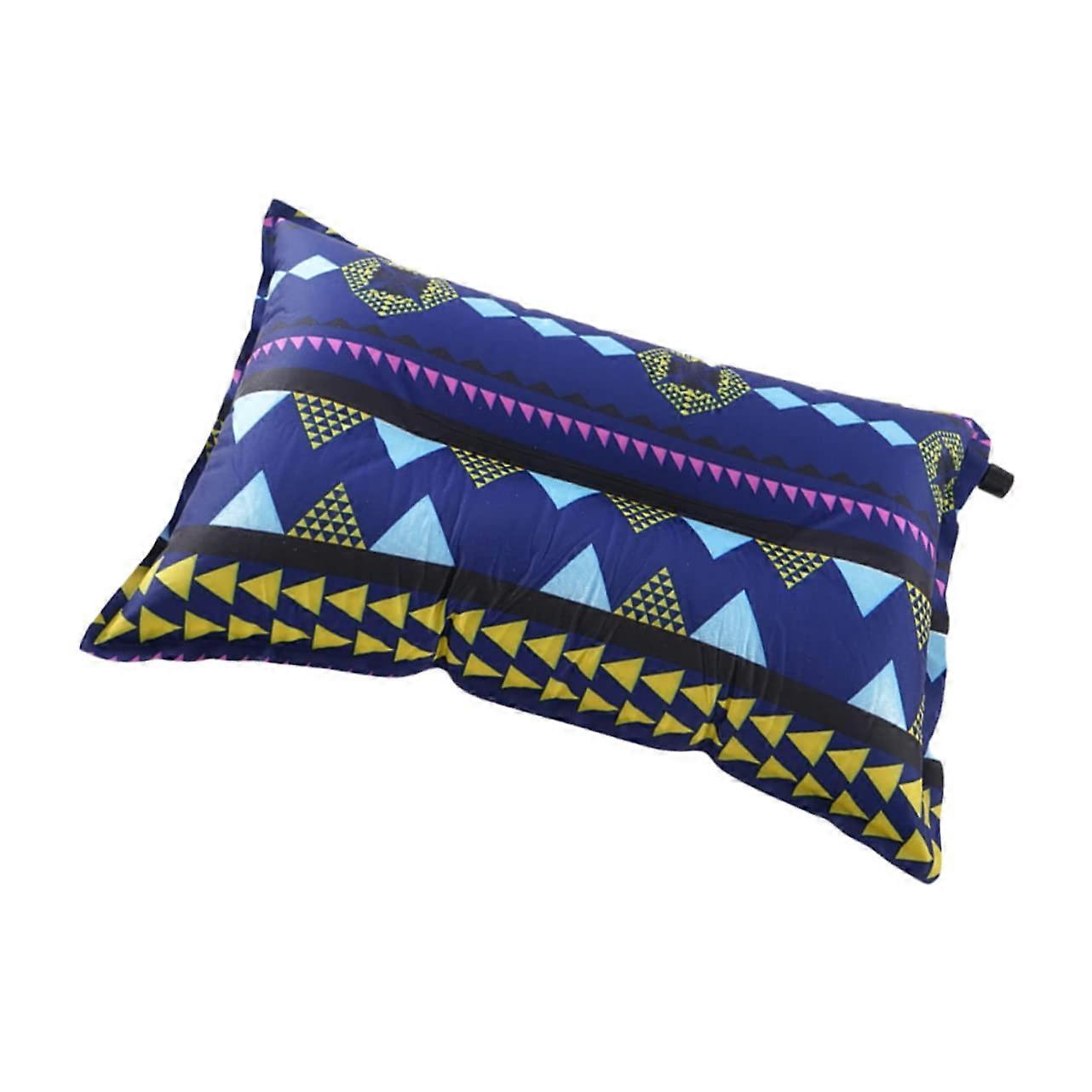Automatic Inflatable Camping Pillow - Comfortable Navy Stripes Travel Pillow for Outdoor Adventures and Office Breaks