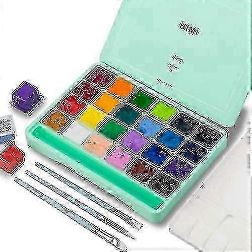 Set Di Colori Himi Gouache, 24 Colori X 30 Ml Con Pennelli E Tavolozza. Design unico della gelatina, non tossico. Per la tela di carta dell'acquerello, perfetto principianti, st
