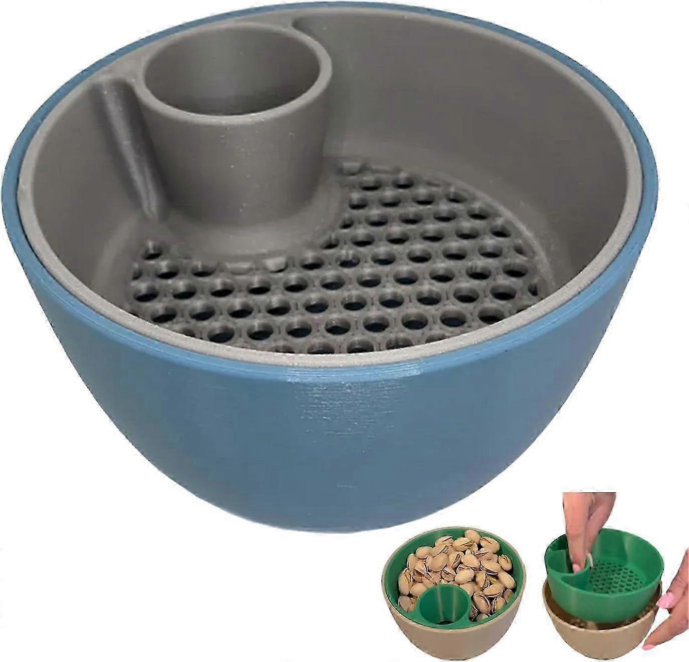 3D Printed Nut & Seed Bowl, Double Layer Pistachio Nut Bowl with Shell Container, 2-in-1 Snack Organizer for Snacks, Sunflower Seeds, and Candy, Gift
