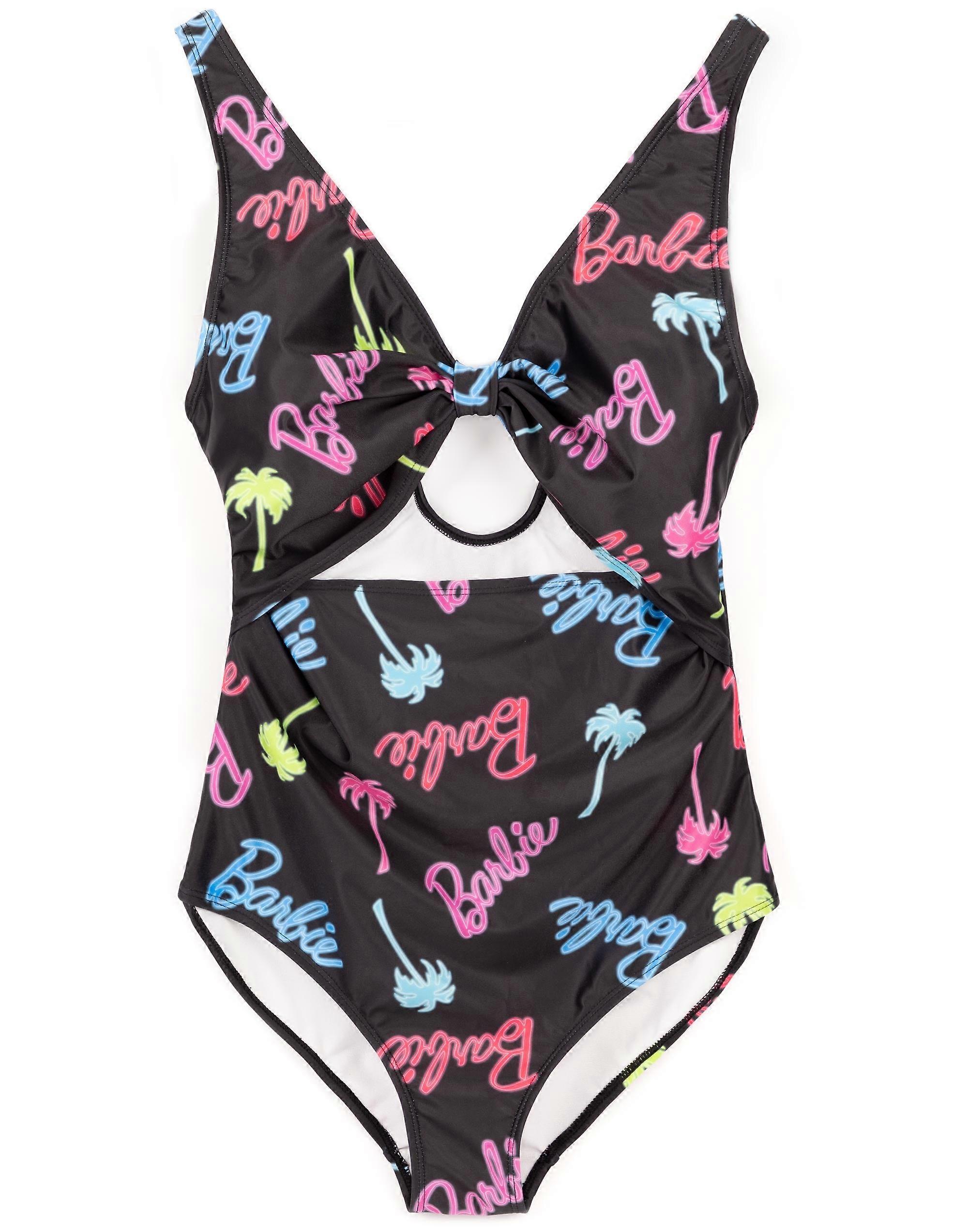 Barbie Womens 1 piesă costum de baie multicolor all-over print logo &; Palm Tree grafic
