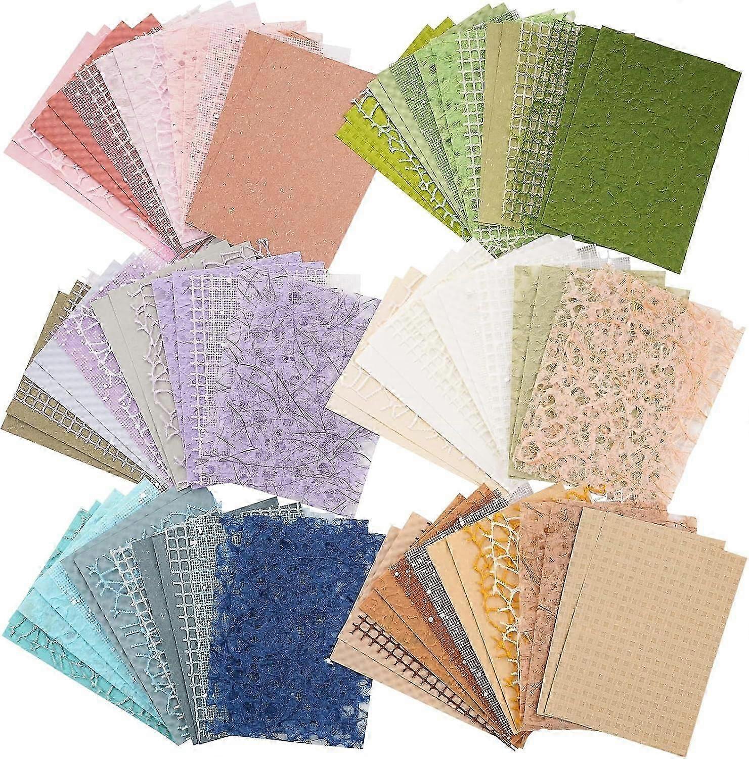 96 Textured Scrapbook Paper and Mesh Fabric Combo Set - 6 Packs of Mixed Specialty Papers for Scrapbooking Planning Bullet Junk Journaling Supplies Mi
