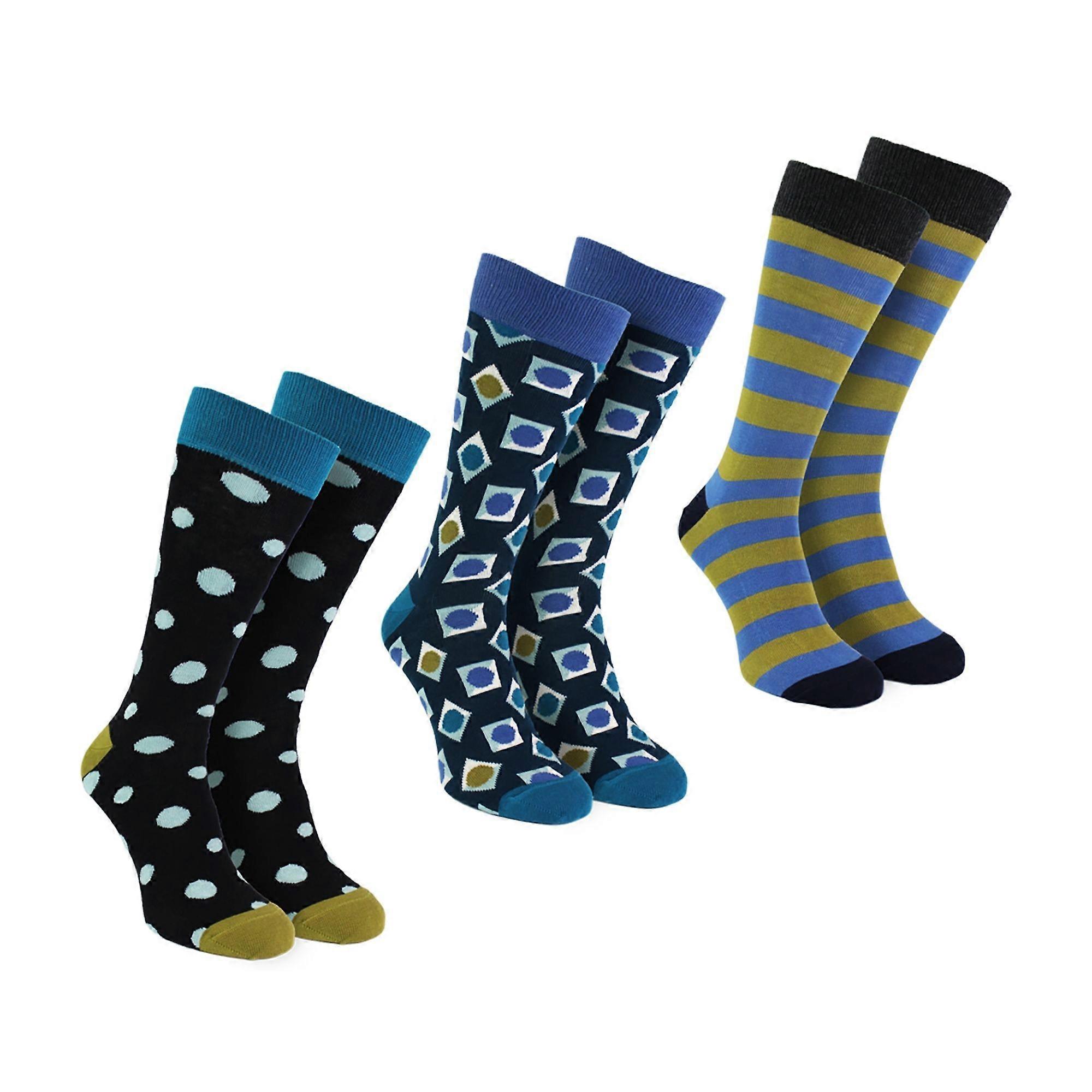 Happy Socks - 3 Pack Mens Square Pattern Giftbox Socks