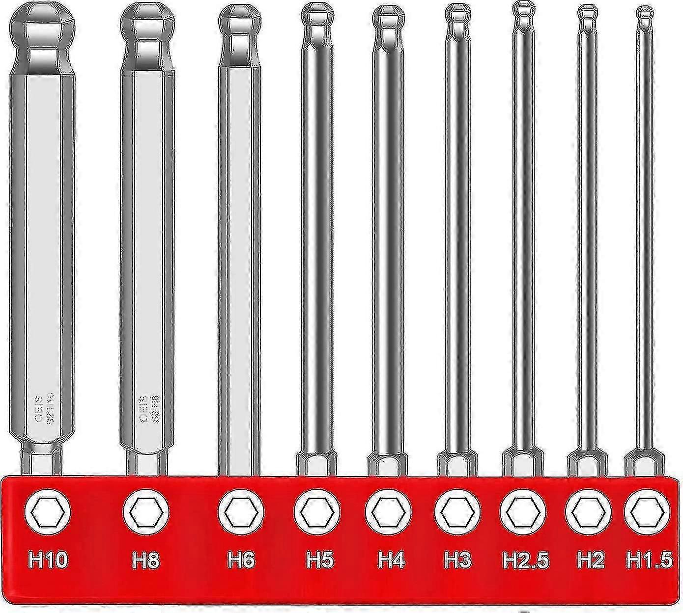 9pcs Ball End Hex Screwdriver 1.5/2/2.5/3/4/5/6/8mm/10mm Hex Socket Ball End Screwdriver Set