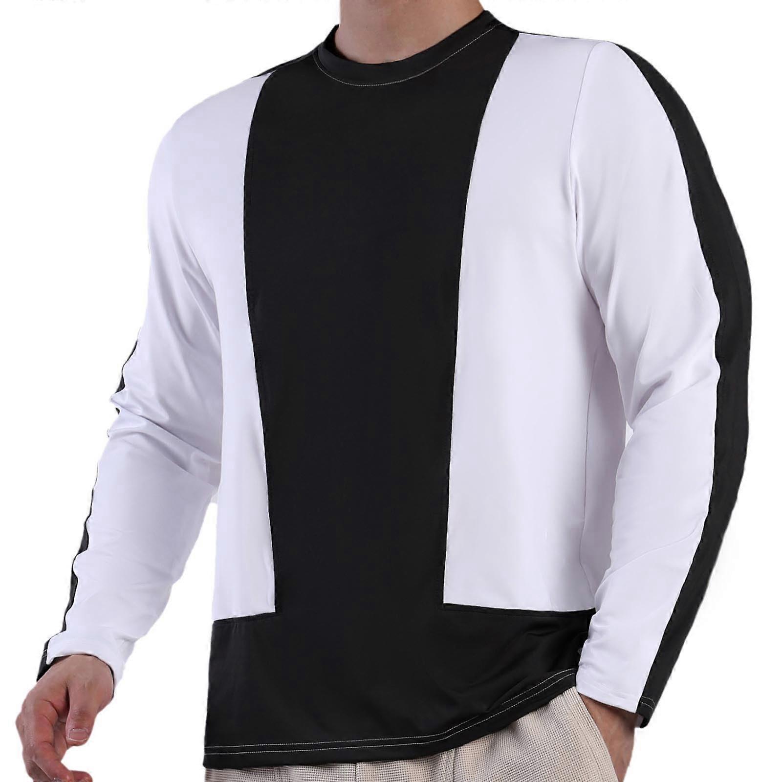 Training Shirt Men QuickDrying Breathable Sports Shirt Colour Block Crew Neck Casual Running Shirt Regular Fit XL White