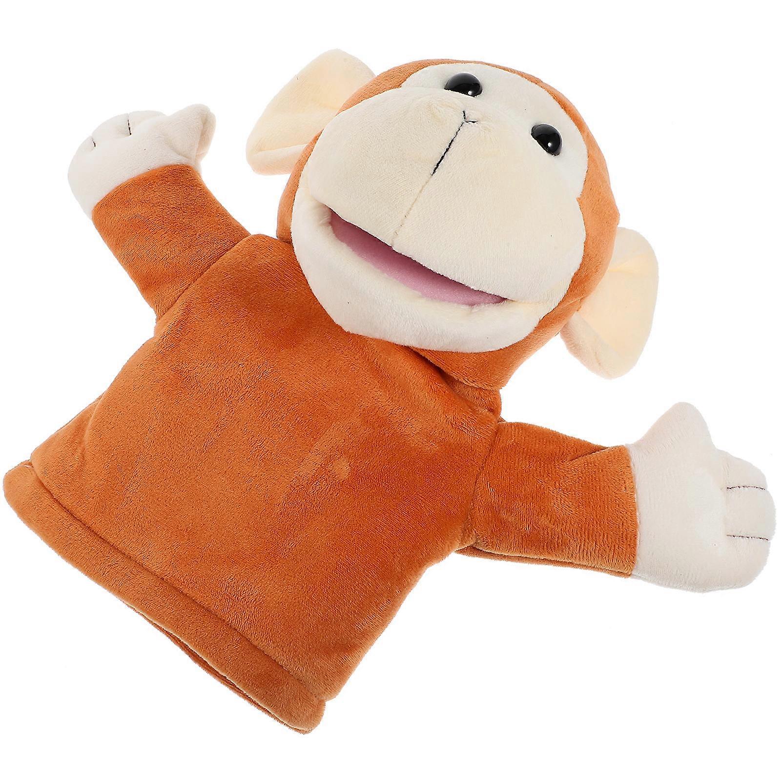 Monkey Hand Puppet Plush Animal for Kids Interactive Play Brown Plush