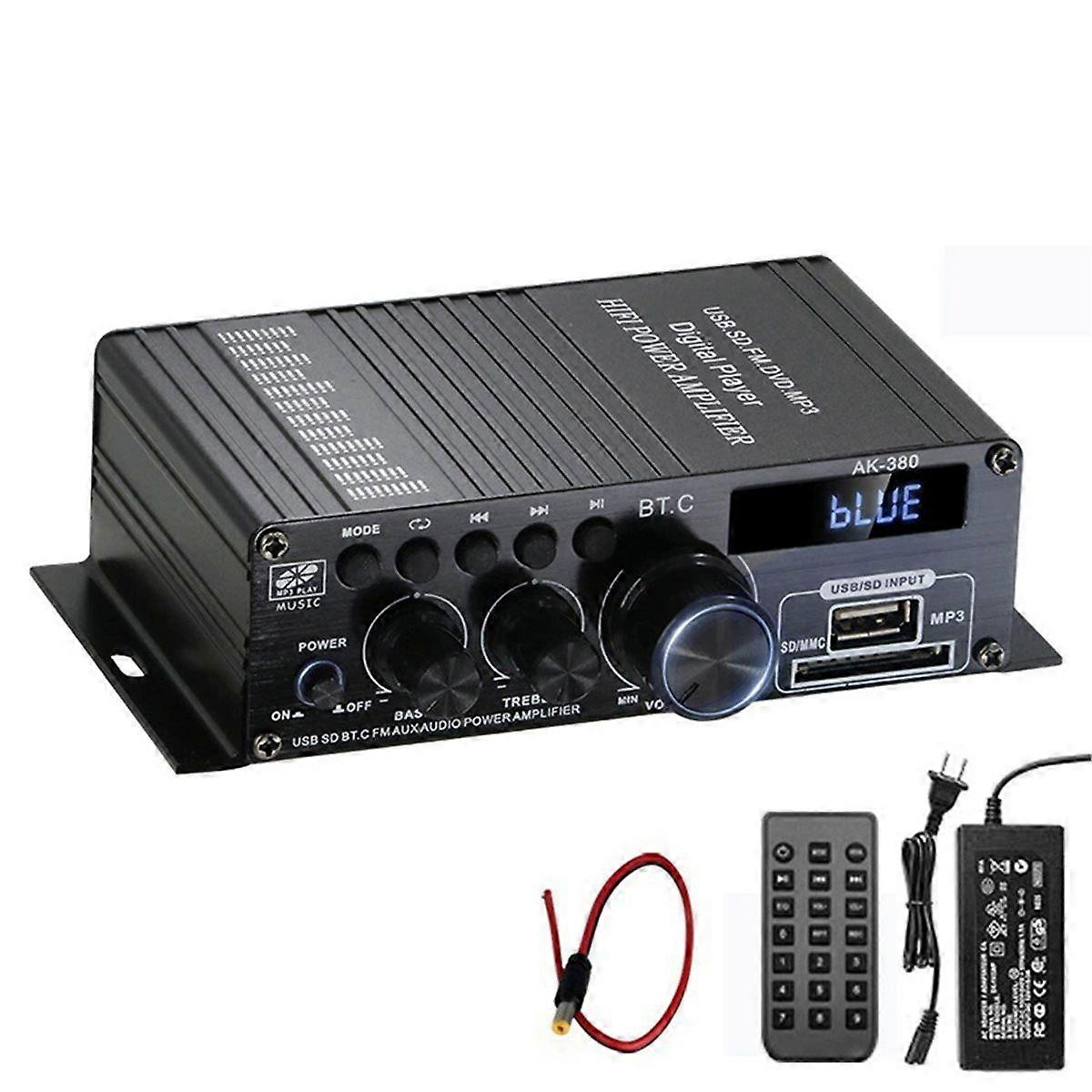 AK380 Sound Amplifier Audio Karaoke Home Theater Amplifier 2 Channel HIFI Bluetooth Amplifier for Car EU Plug