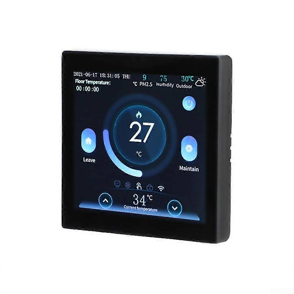 Water Floor Heating Thermostat 4Inch Color Screen APP Control Weekly Programming Gas Wall Mounted Boiler Black