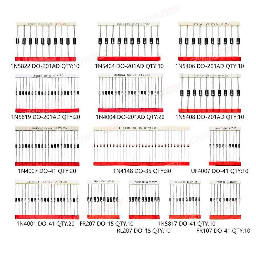 200Pcs Fast Switching Schottky Diode Kit 1N4001 1N4004 1N4007 1N5408