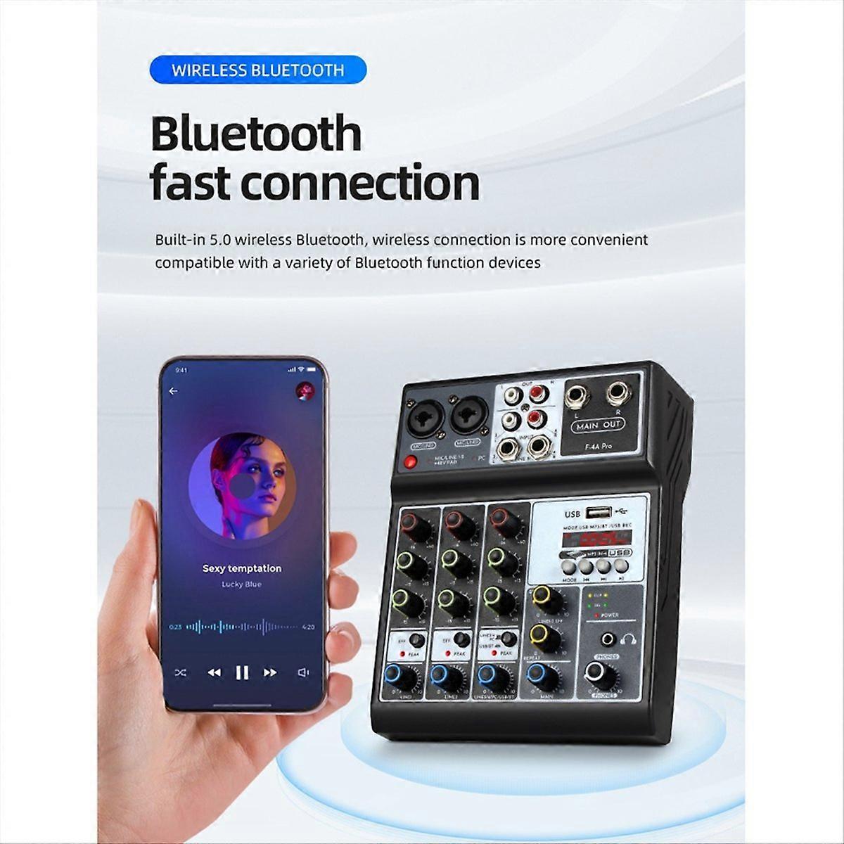 4 Channel Audio Mixer Sound Board Mixing Mixers EU Plug