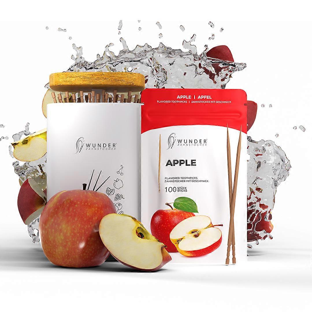 Miracle Toothpick - 1x Apple Refill Miracle Toothpick with Flavor + 1x Toothpick Dispenser for your Lifestyle
