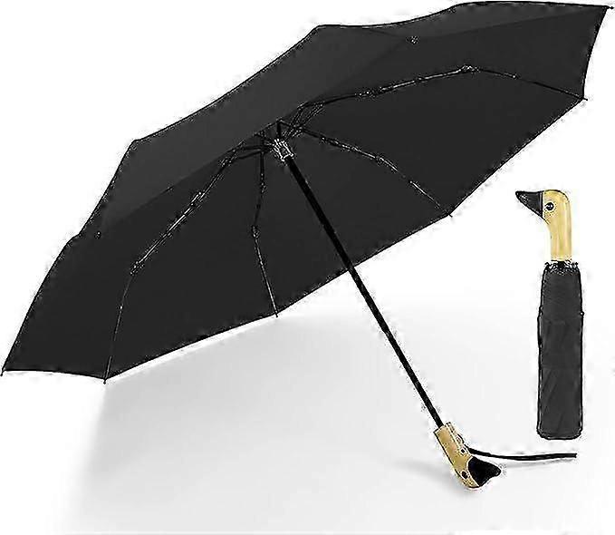 Compact Umbrellas for Rain & Sun, Travel Umbrella with Duck Head Handle Design