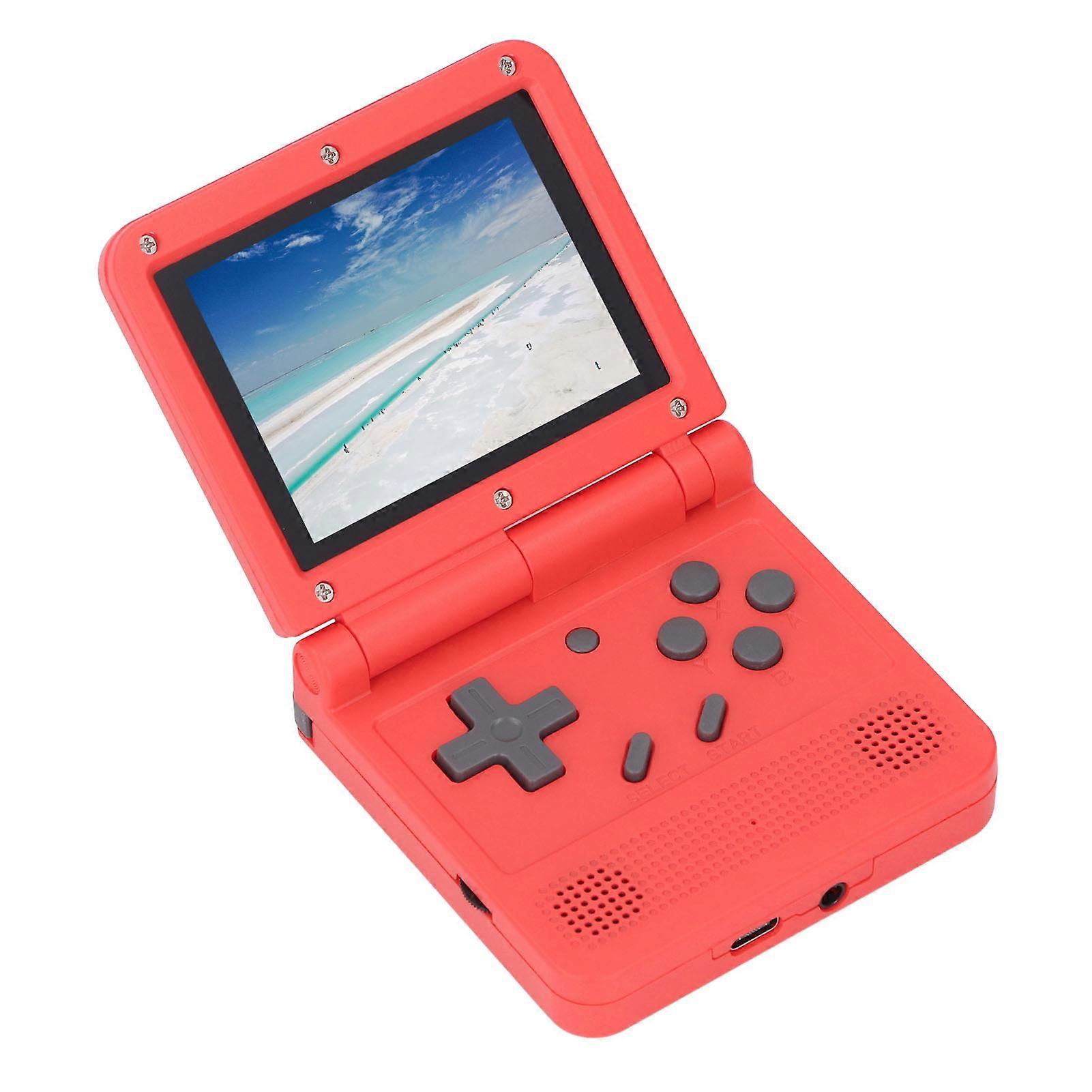 V90 Handheld Game Console Flip 190 Degrees Angle IPS Screen 1020mAh Battery USB Type C Retro Gaming Console Handheld Red 64G 