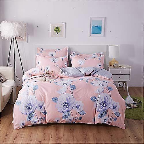 Bedding Set Queen Microfiber 4Piece With Duvet Cover And Shams, Floral Print Multi Color Purple Fragrant Garden
