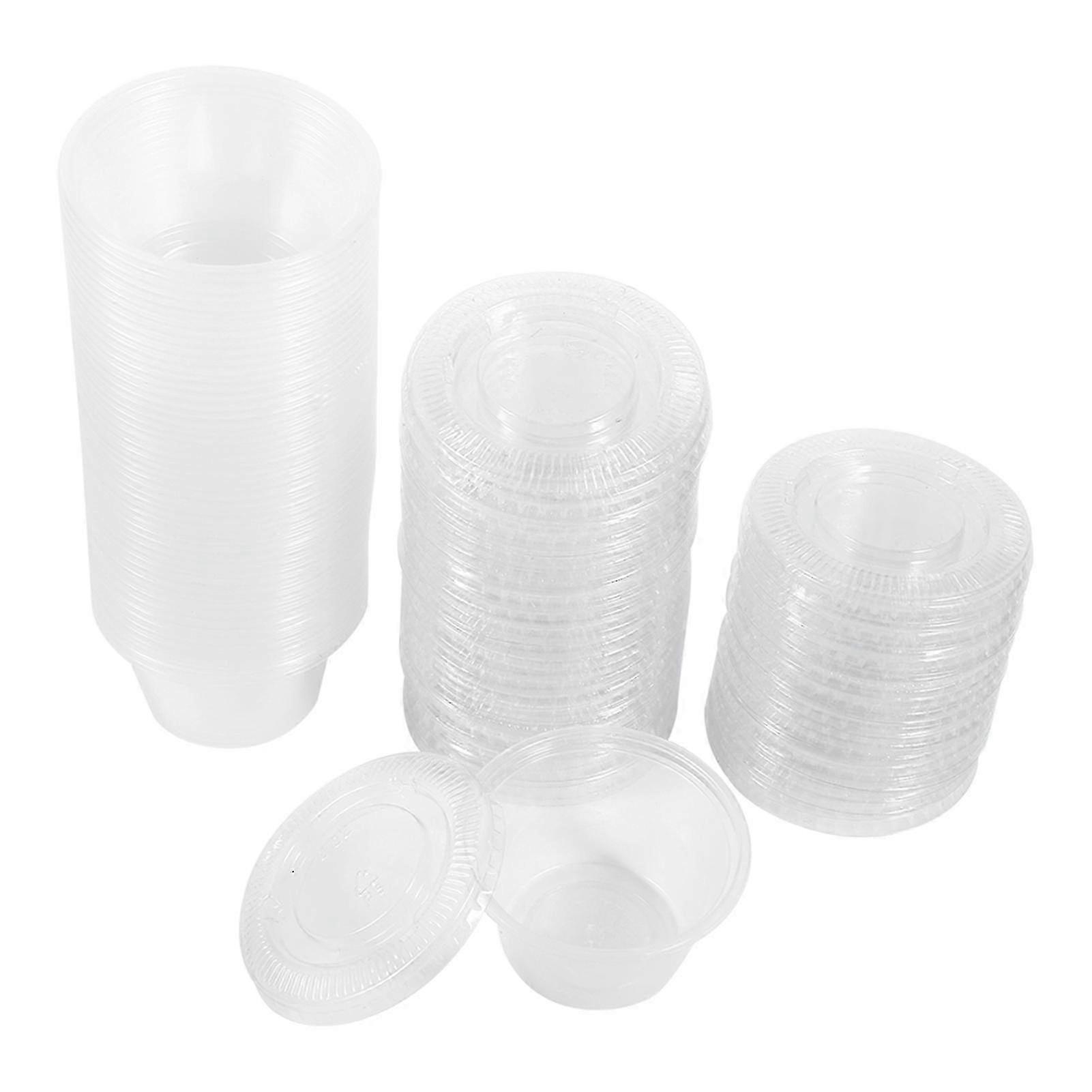 Plastic sauce cups for takeaway - 50pcs 2oz disposable containers with secure lids