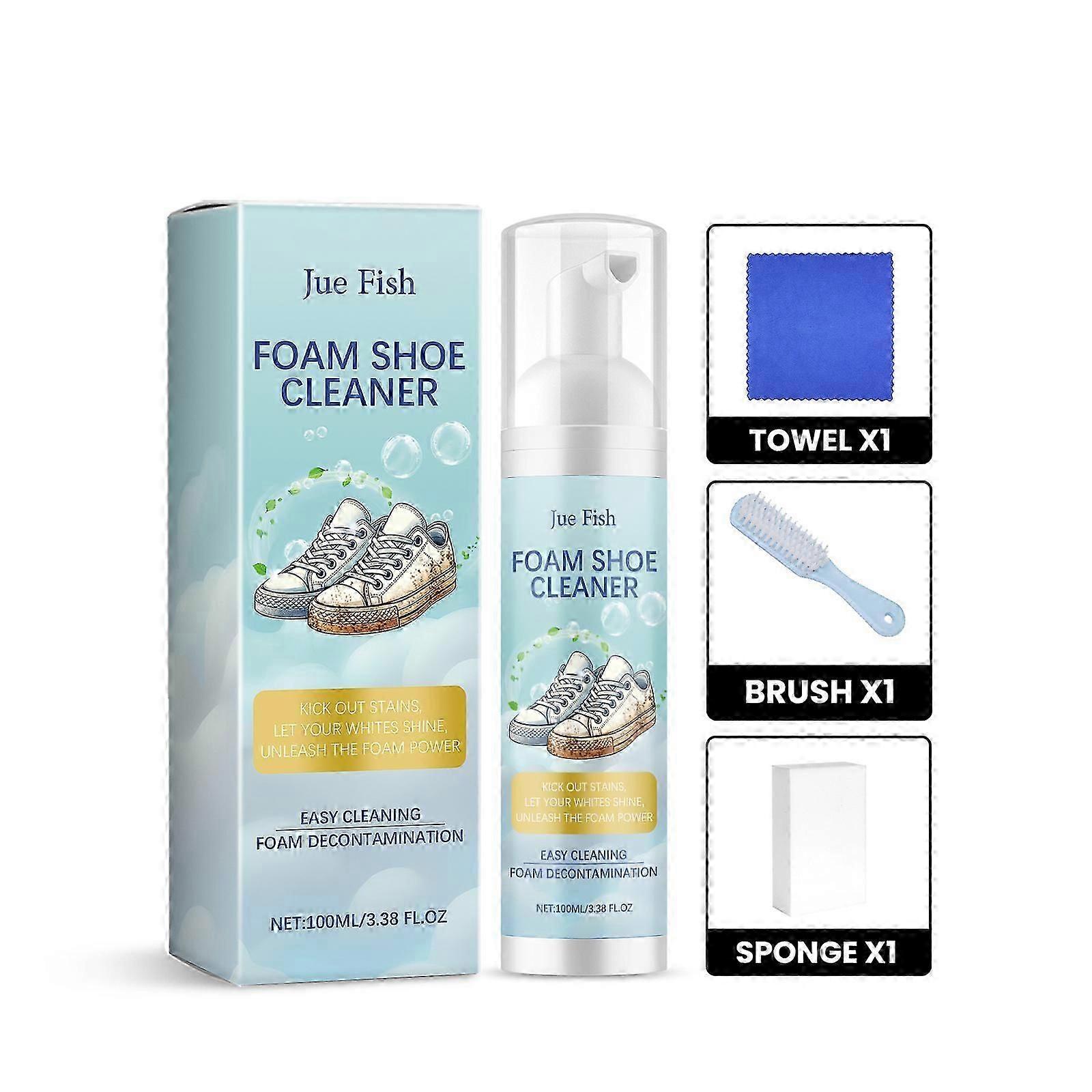 White Shoe Foam Cleaner Set - Helppo tahranpoisto ja pitkäkestoinen raikkaus lenkkareille ja nahalle