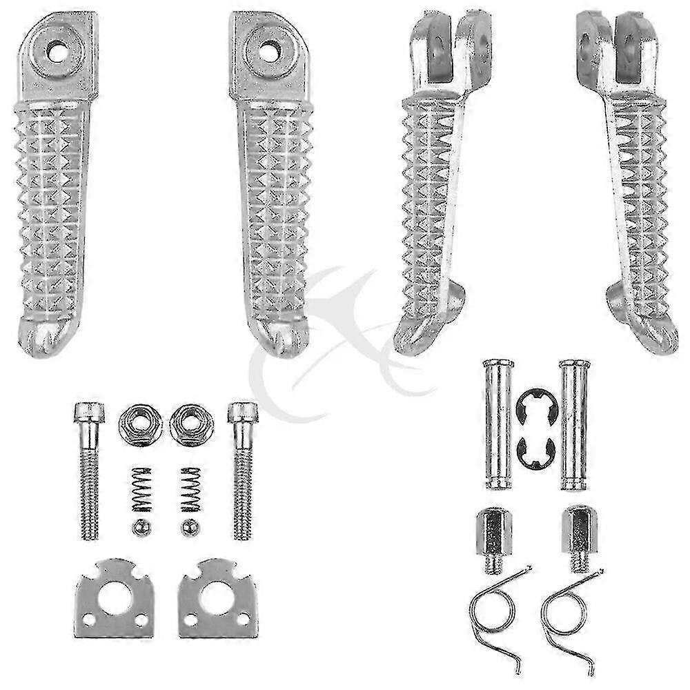Front rear footrests for Yamaha YZF R1 R6 2002-2012 black silver