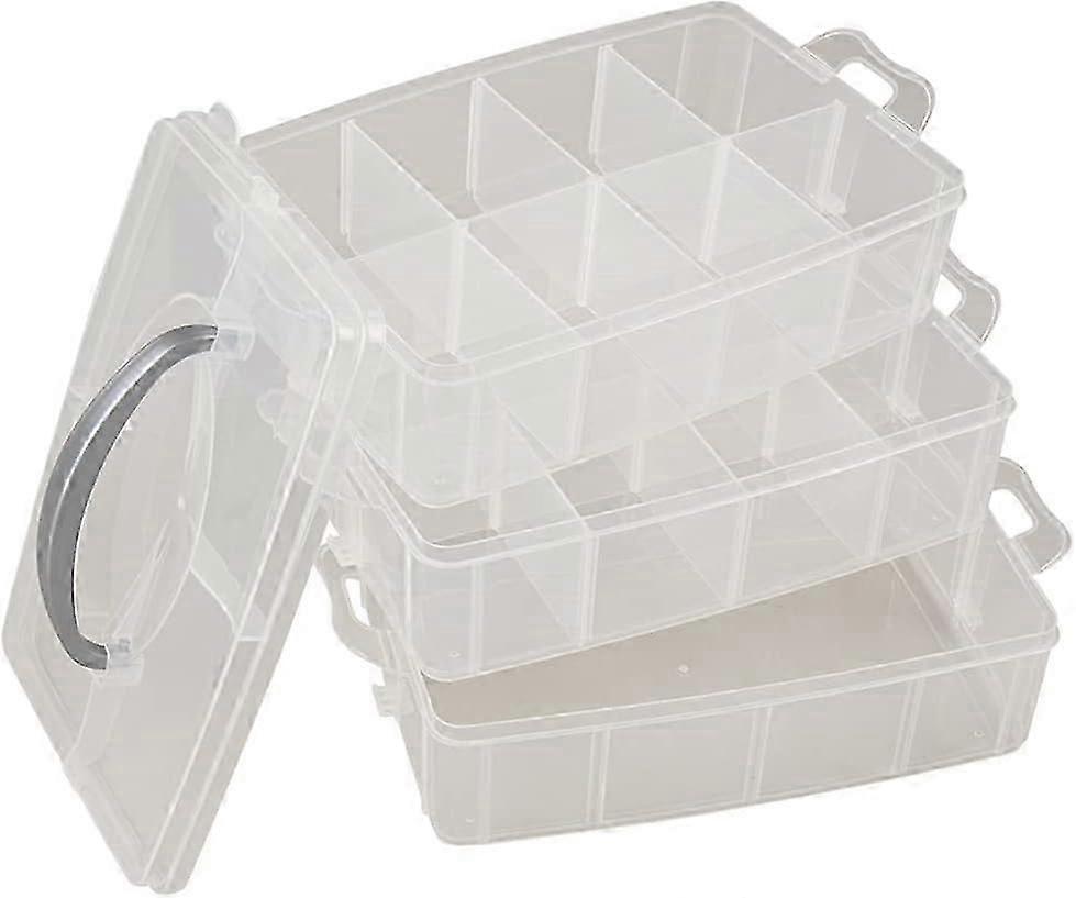 3-Layer Item and Craft Storage Box with 30 Adjustable Compartments - Large