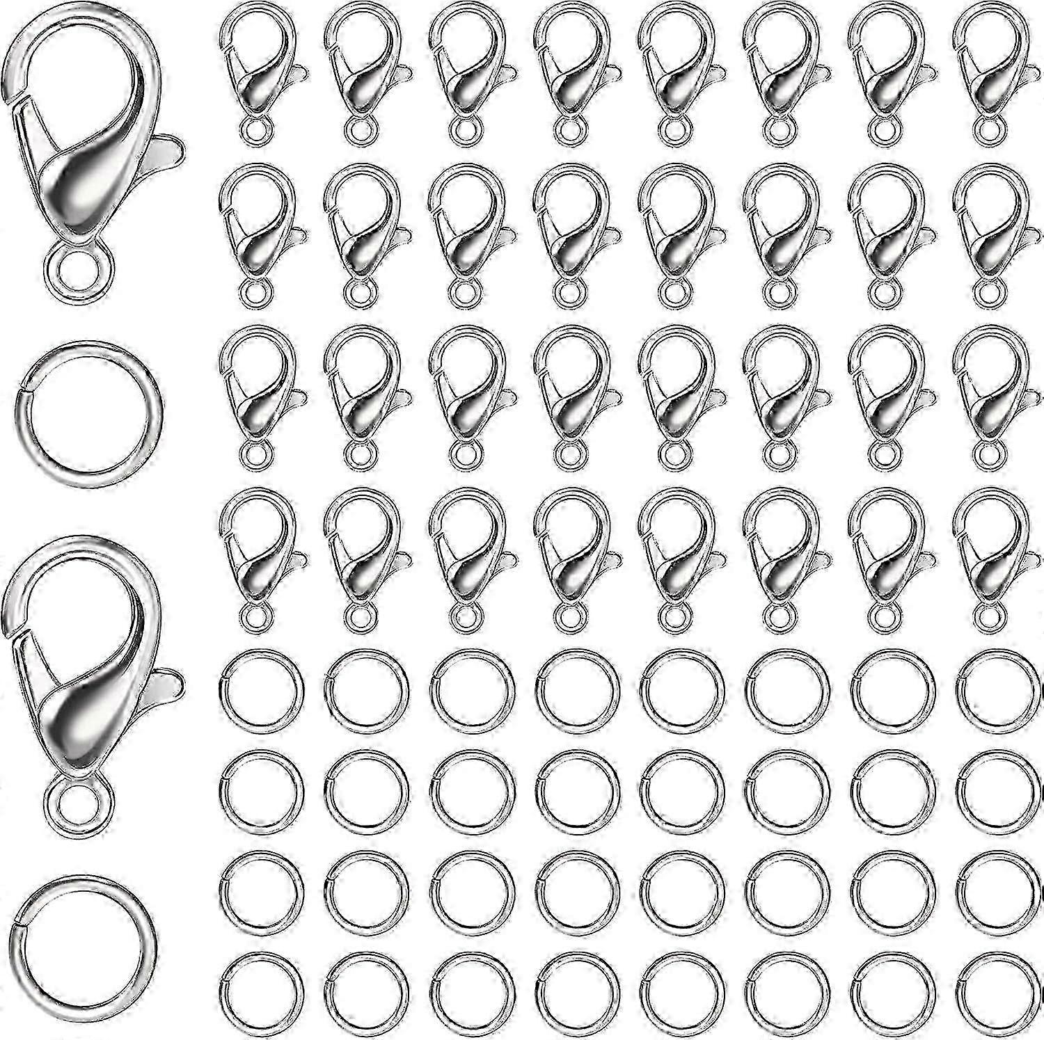 Κούμπωμα βραχιολιούΑσημί χρώμα, 100 κομμάτια κούμπωμα νύχι αστακού και 240 κομμάτια ανοιχτά δαχτυλίδια άλματος, κούμπωμα βραχιόλι, κούμπωμα κολιέ, αξεσουάρ DIY, για κοσμήματα