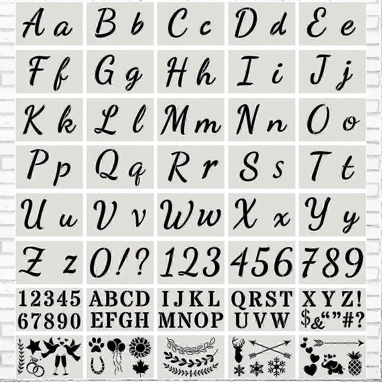 Reusable Plastic Alphabet Letter Stencil Number Stencil With Upper And Lower Case Letters Numbers And Signs (40 Pieces)