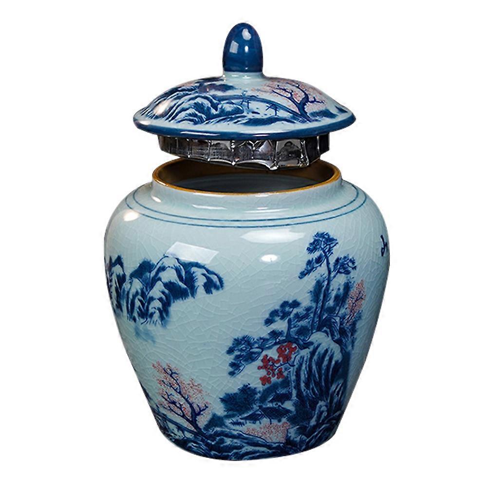 Chinese Style Ceramic Tea Jar for Kitchen Storage 1 Piece