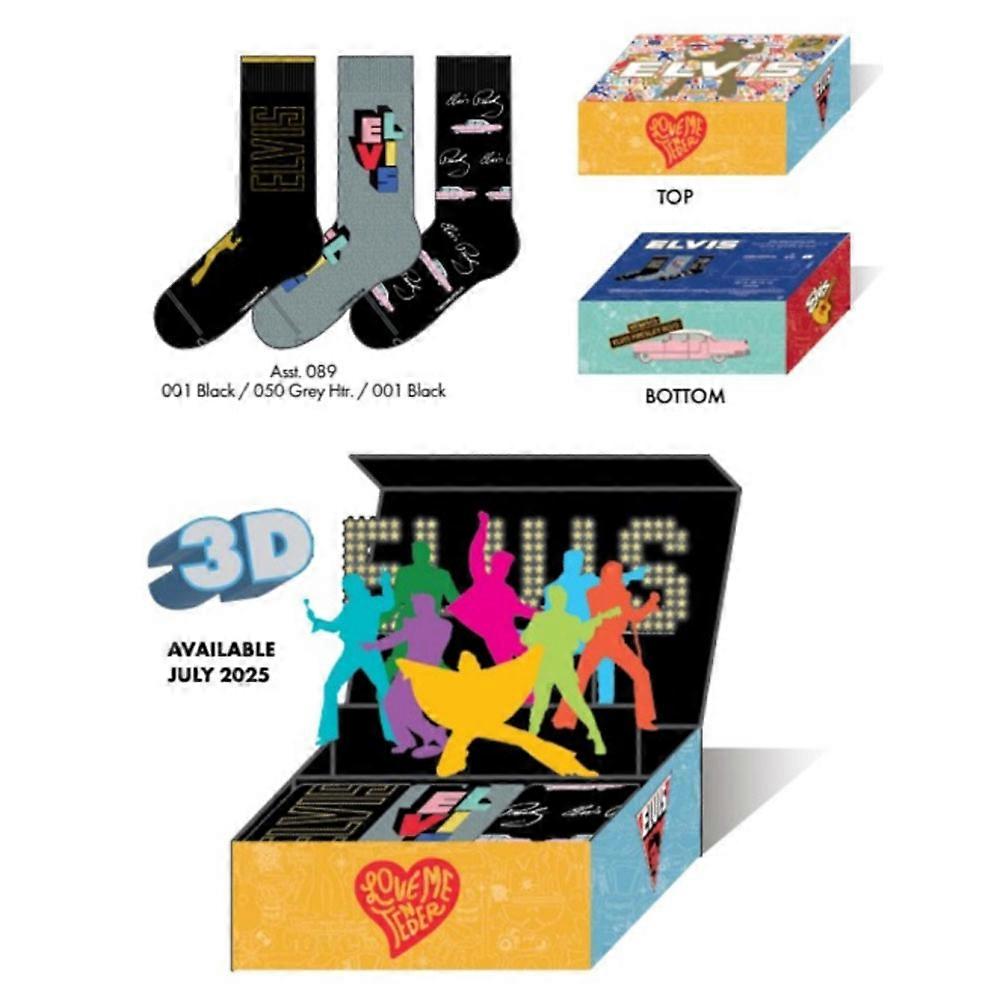 Elvis 3 Pack Sock Set In 3D Pop Up Gift Box