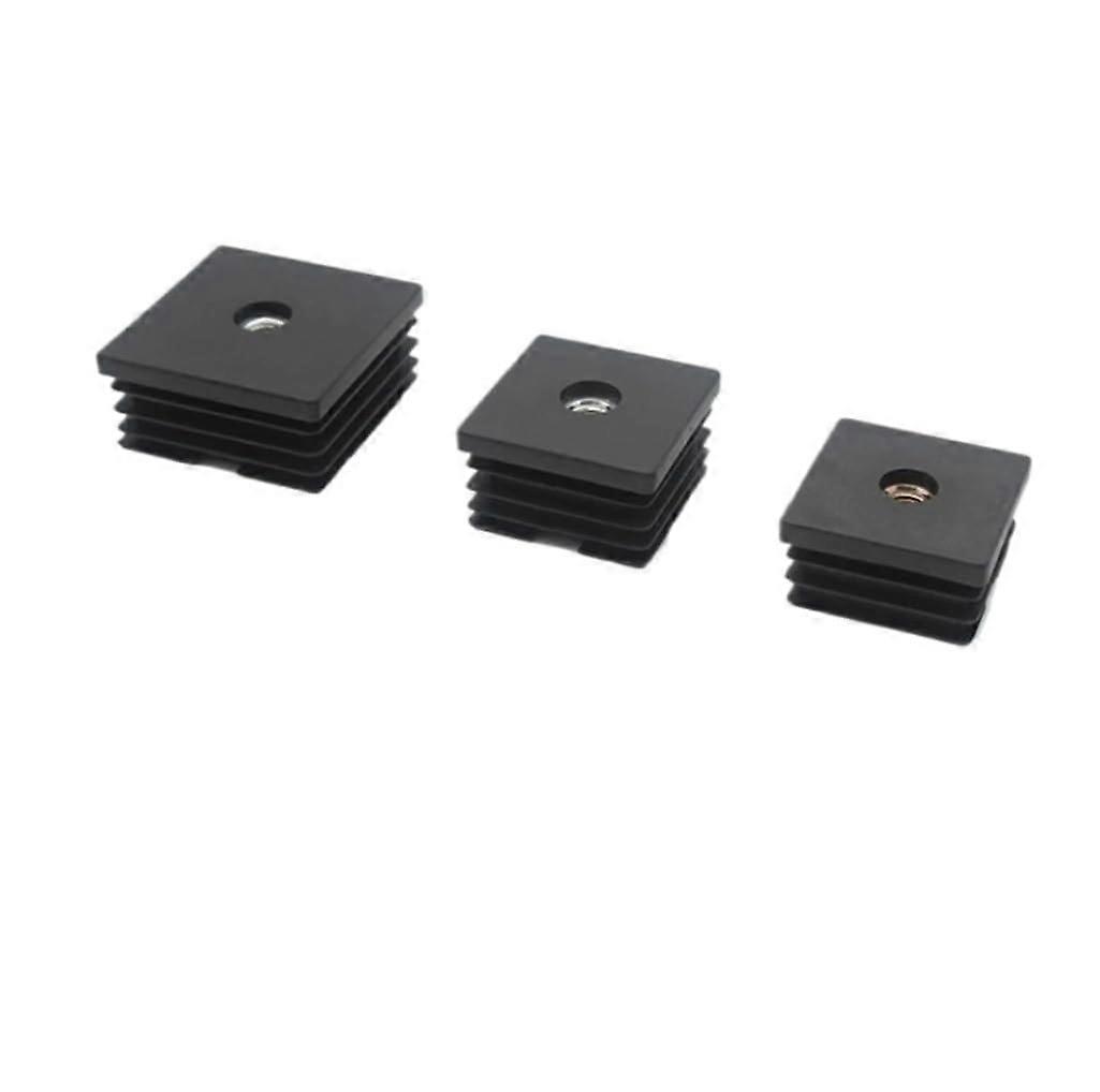 Black Square/Round Blanking End Caps for Pipe Tube with Metal Thread Inserts