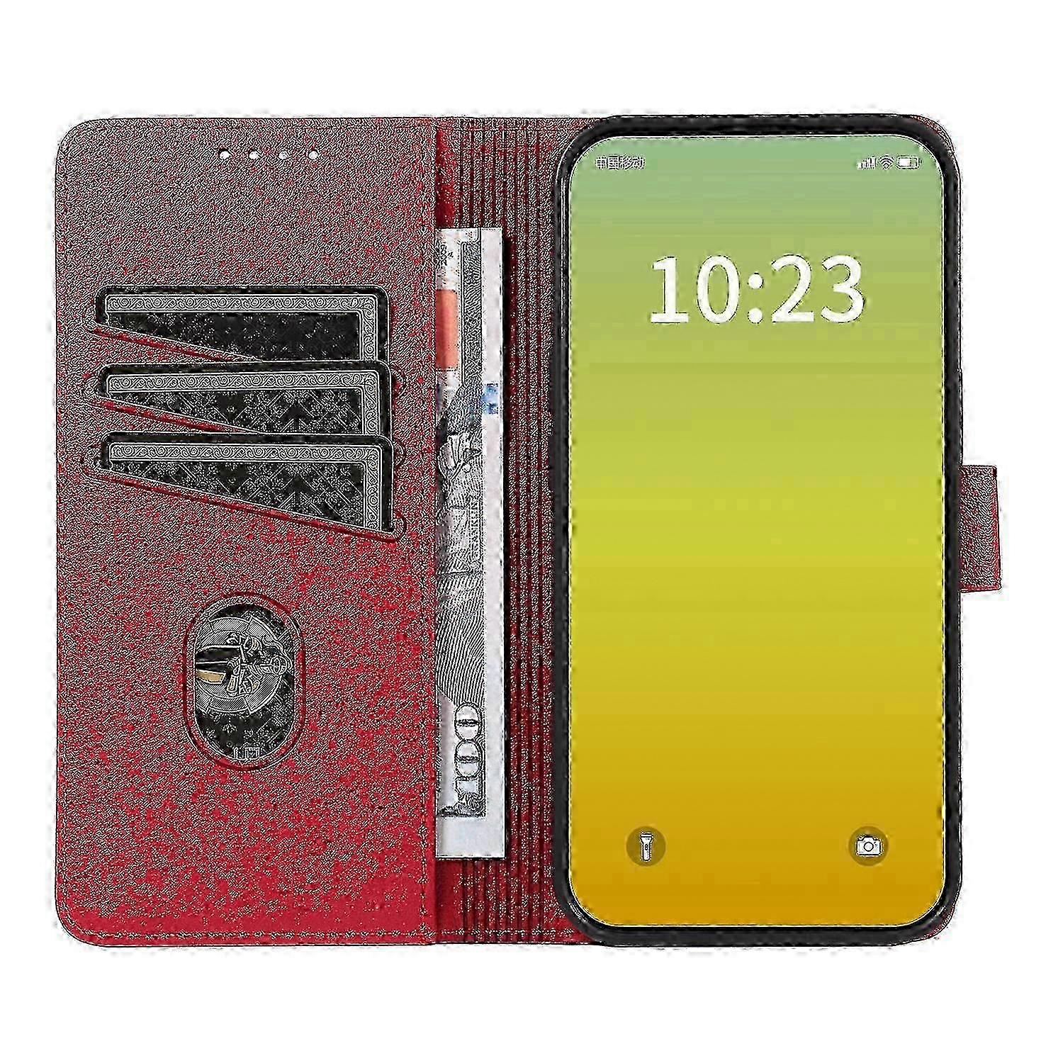 For iPhone 15 Plus Leather Case Litchi Texture RFID Blocking Wallet Stand Phone Cover