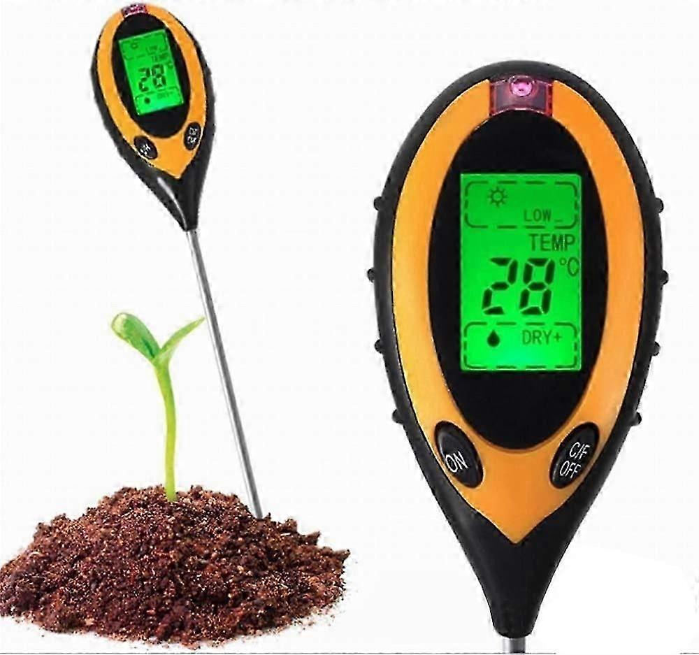 Heerda 4 in 1 Soil Tester - Soil Moisture Tester - Soil Temperature and Intensity Tester - Temperature and Sunlight Tester - for Plant Soil, Farm, Law