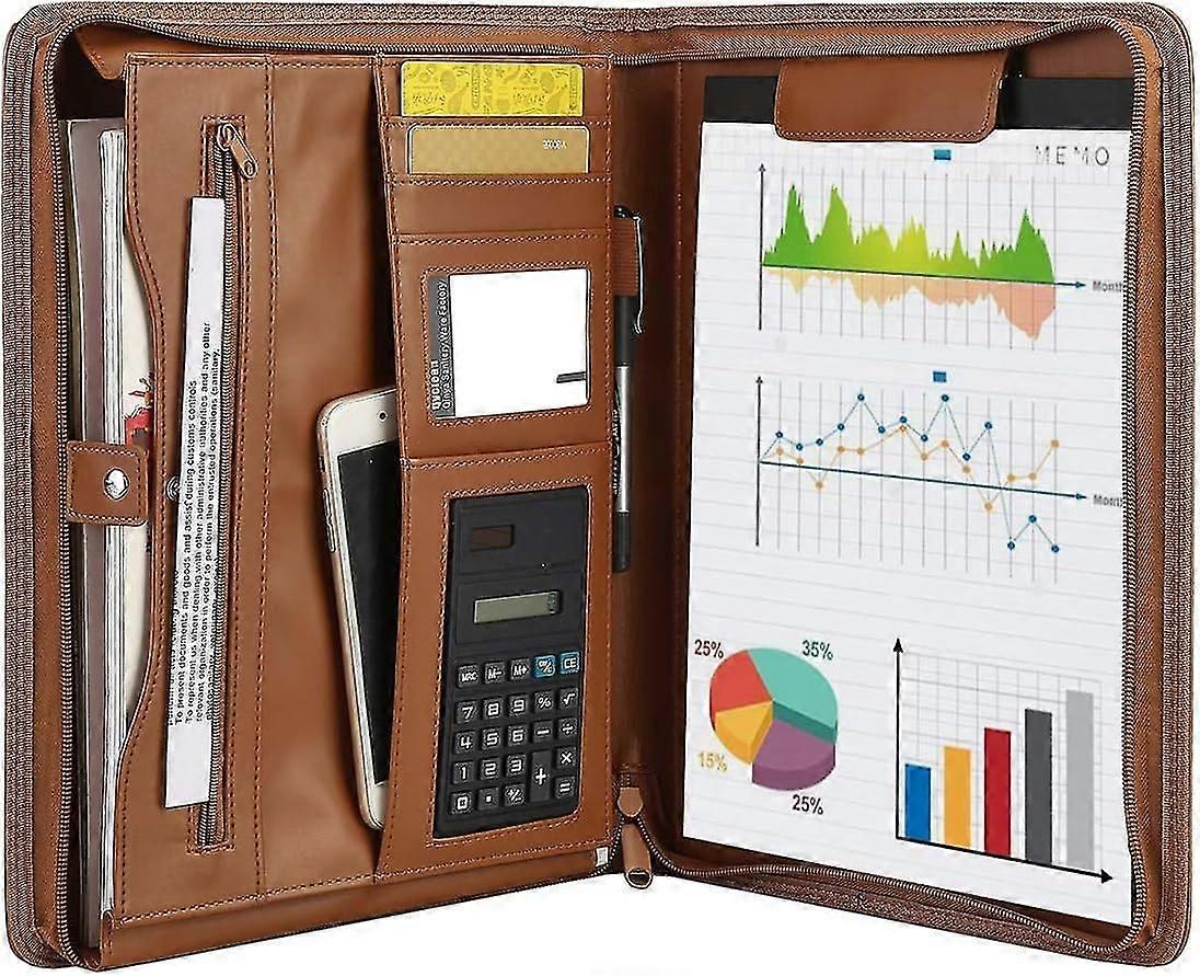Leather Folder Business Conference A4 Portfolio Folder Padfolio Noted Case For Work School