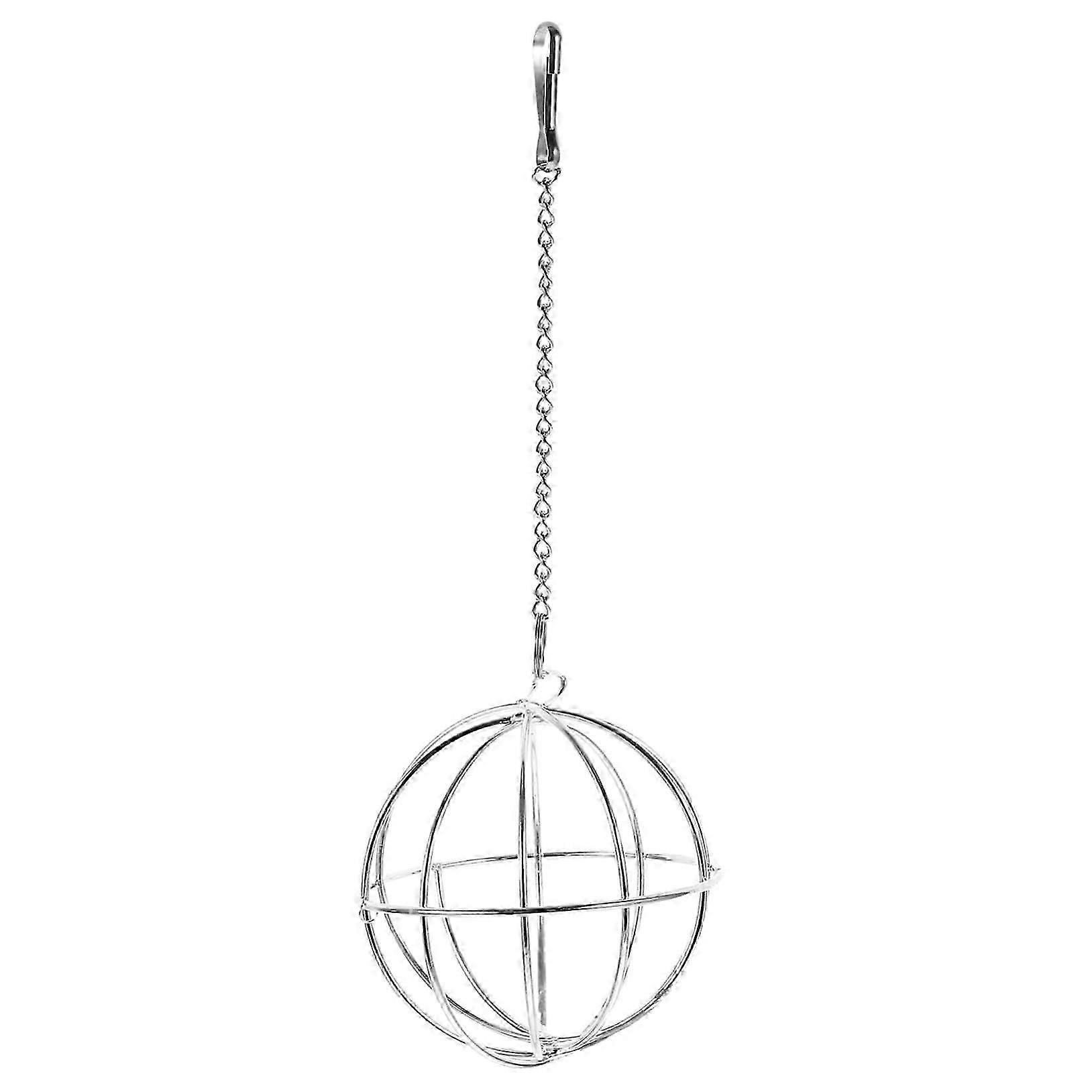 Rabbit Grass Ball Chew Toy for Small Pets - Eco-Friendly Metal Pet Ball Bird Feeder and Chew Dispenser Silver