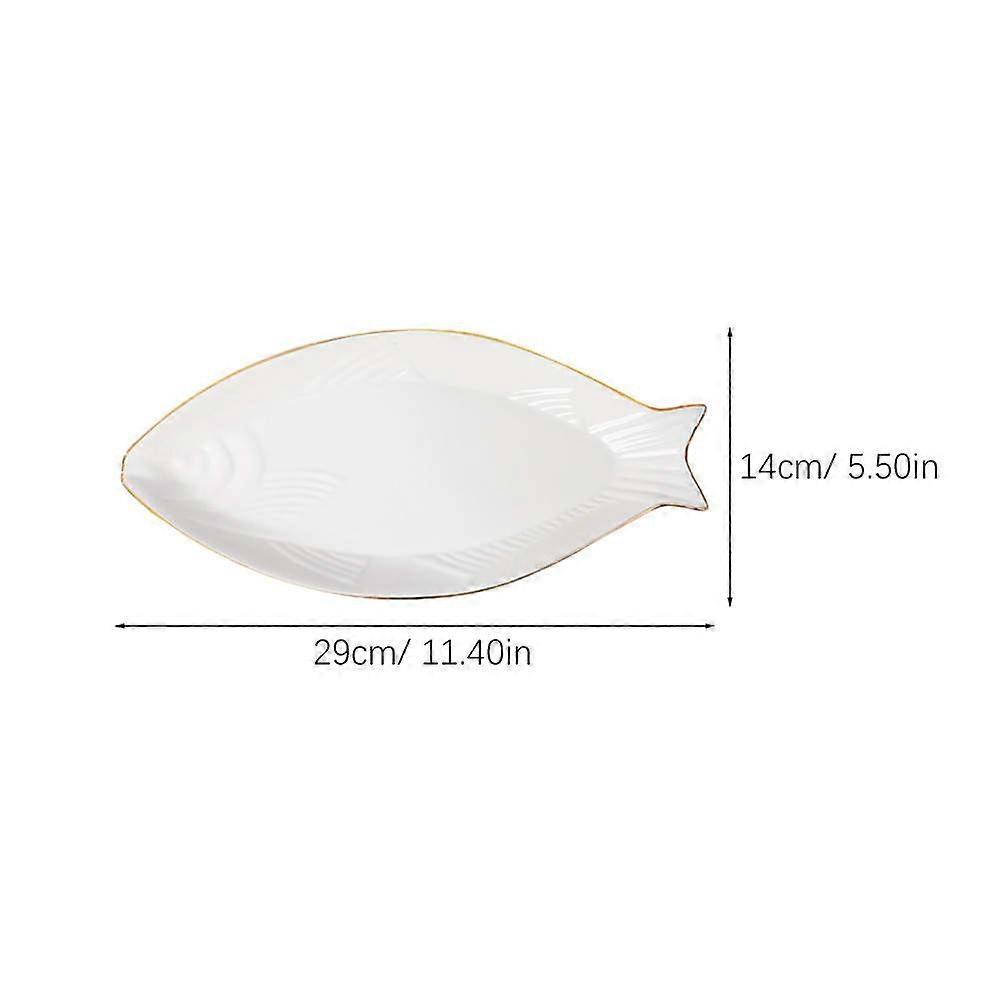 Fish Plate Ceramic Serving Dish for Storage White Porcelain Tray