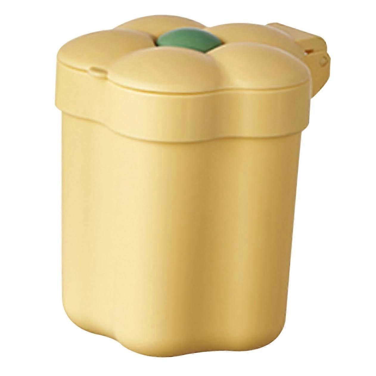 Flower Shaped Mini Desktop Trash Can with Lid for Office Bedroom Kitchen Space Saving Waste Bin