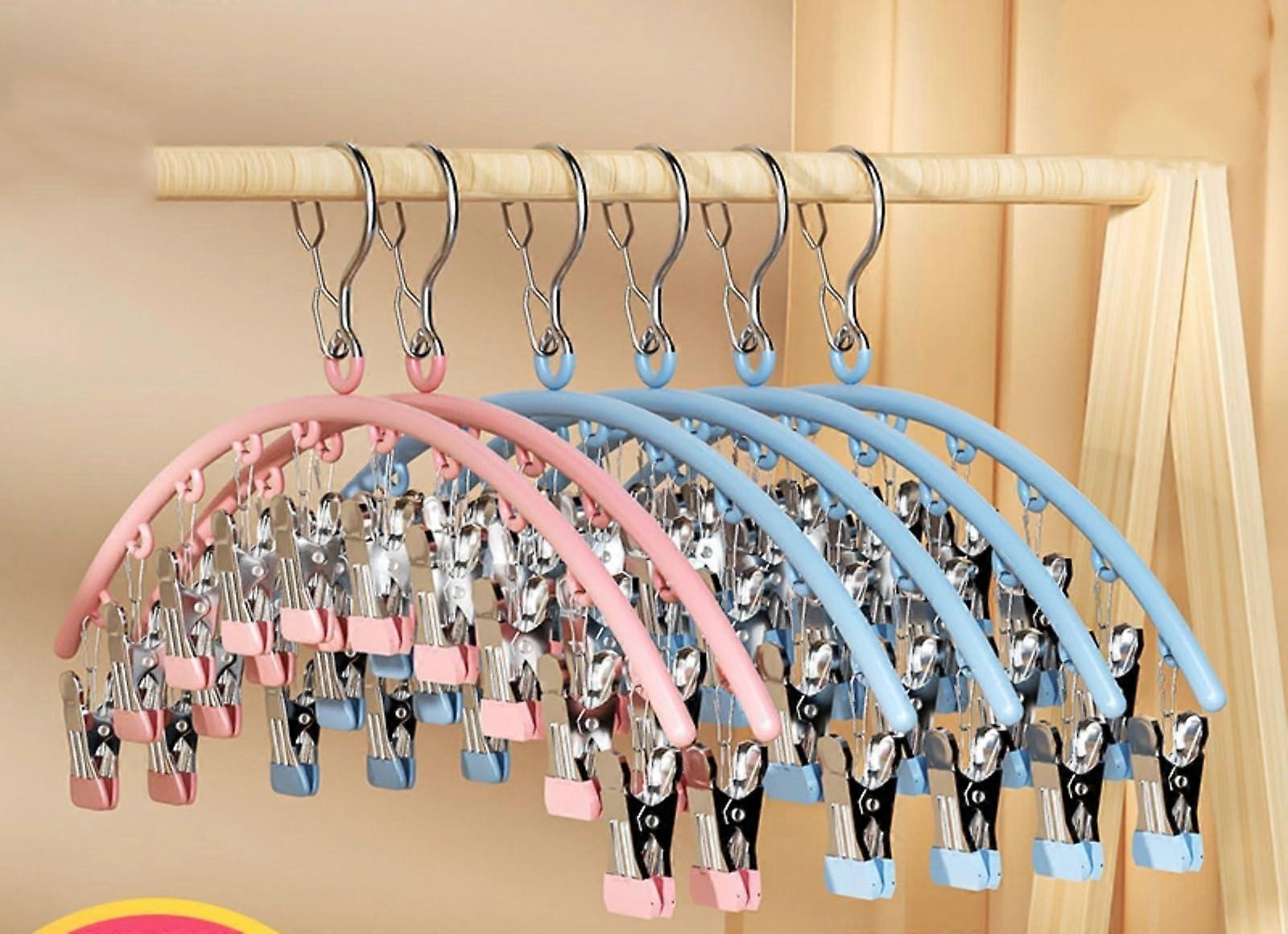 Clothes Drying Rack with 10 Clips for Socks and Underwear, Folding Balcony Hanger Green