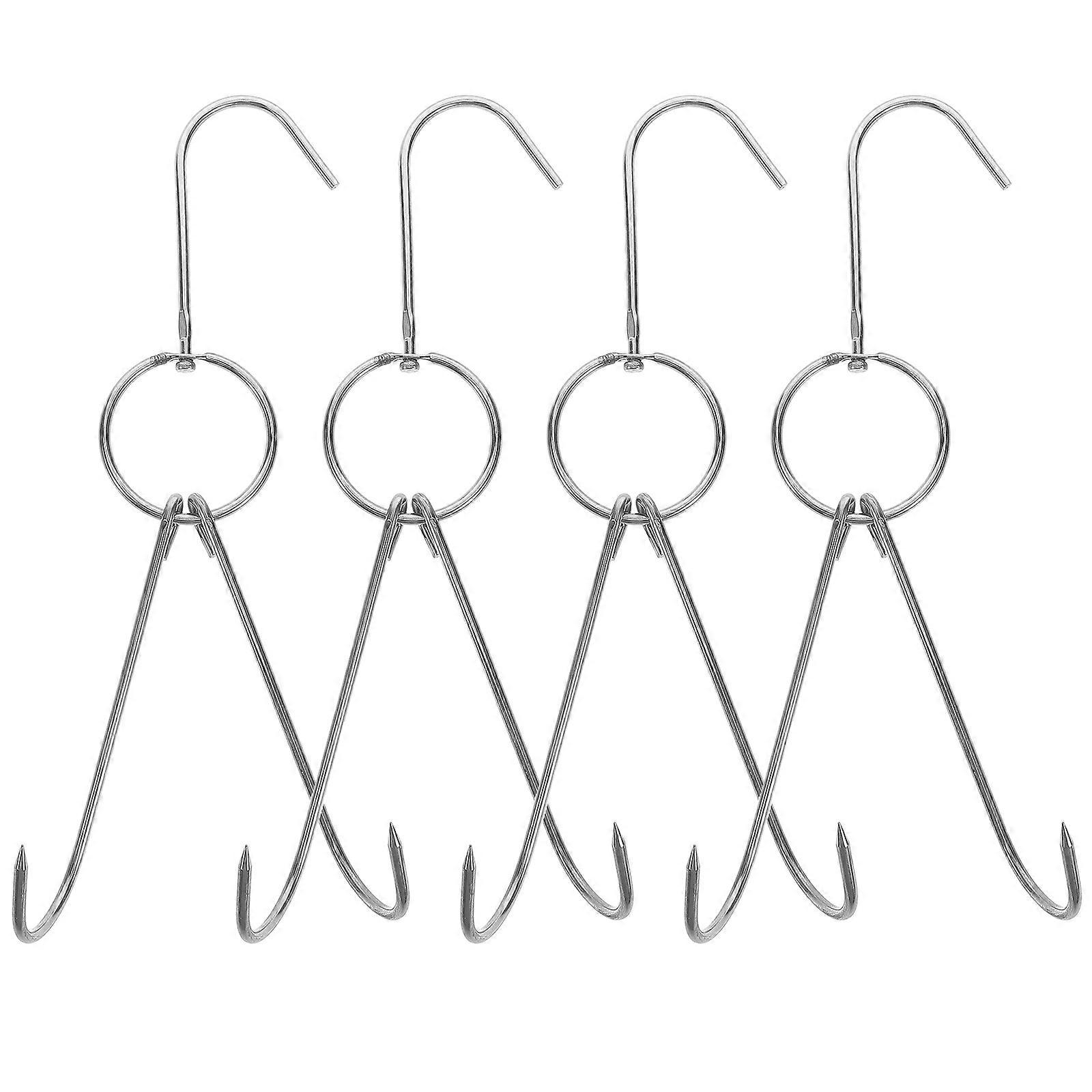 Stainless Steel Double Hook Grill Tools for Meat Hanging 4Pcs Set