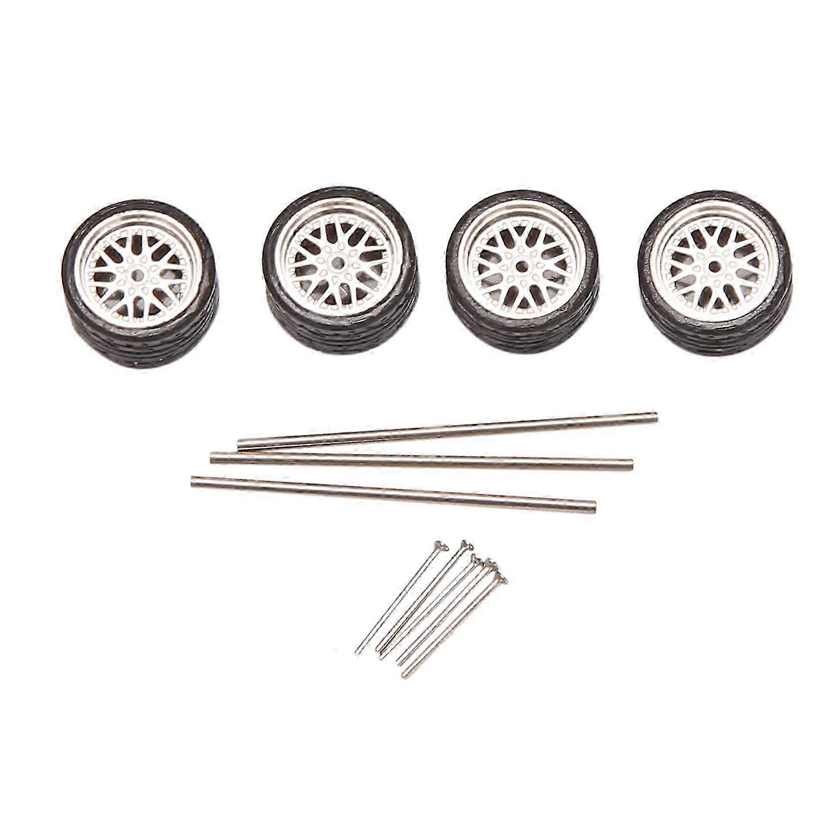 4Pcs 1/64 Scale Alloy Wheels Tire for Model Car General Modified