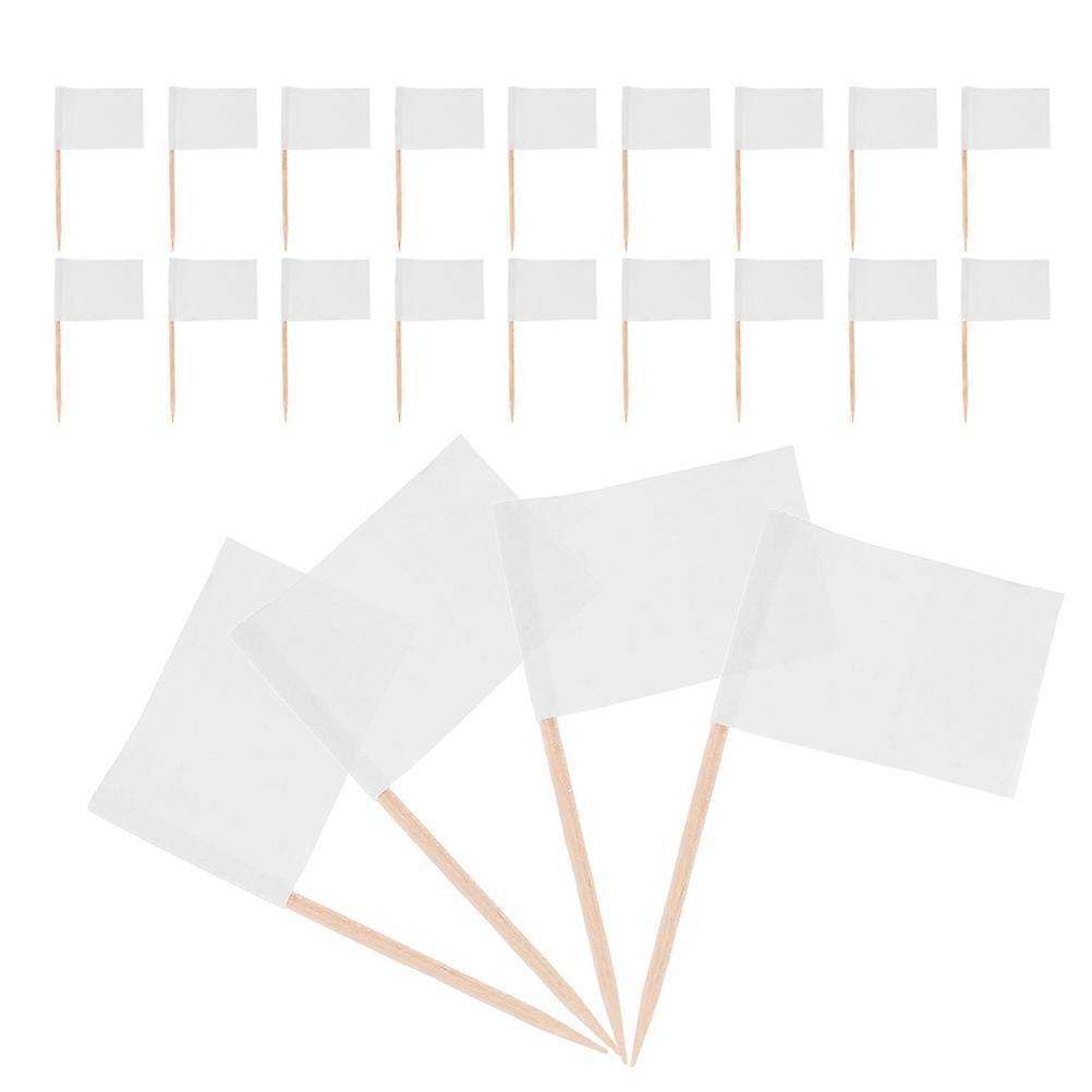 Toothpick Egg Cake Decoration Flags for Food 200Pcs White Small Flags