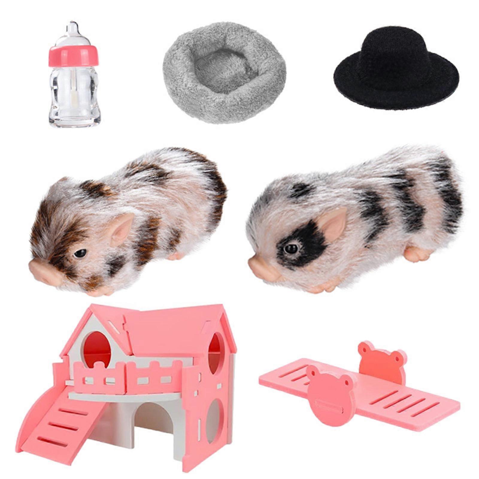 Squeezable Simulation Pig Figurine For Pretend Play With Interactive SeeSaw Function Multicolor