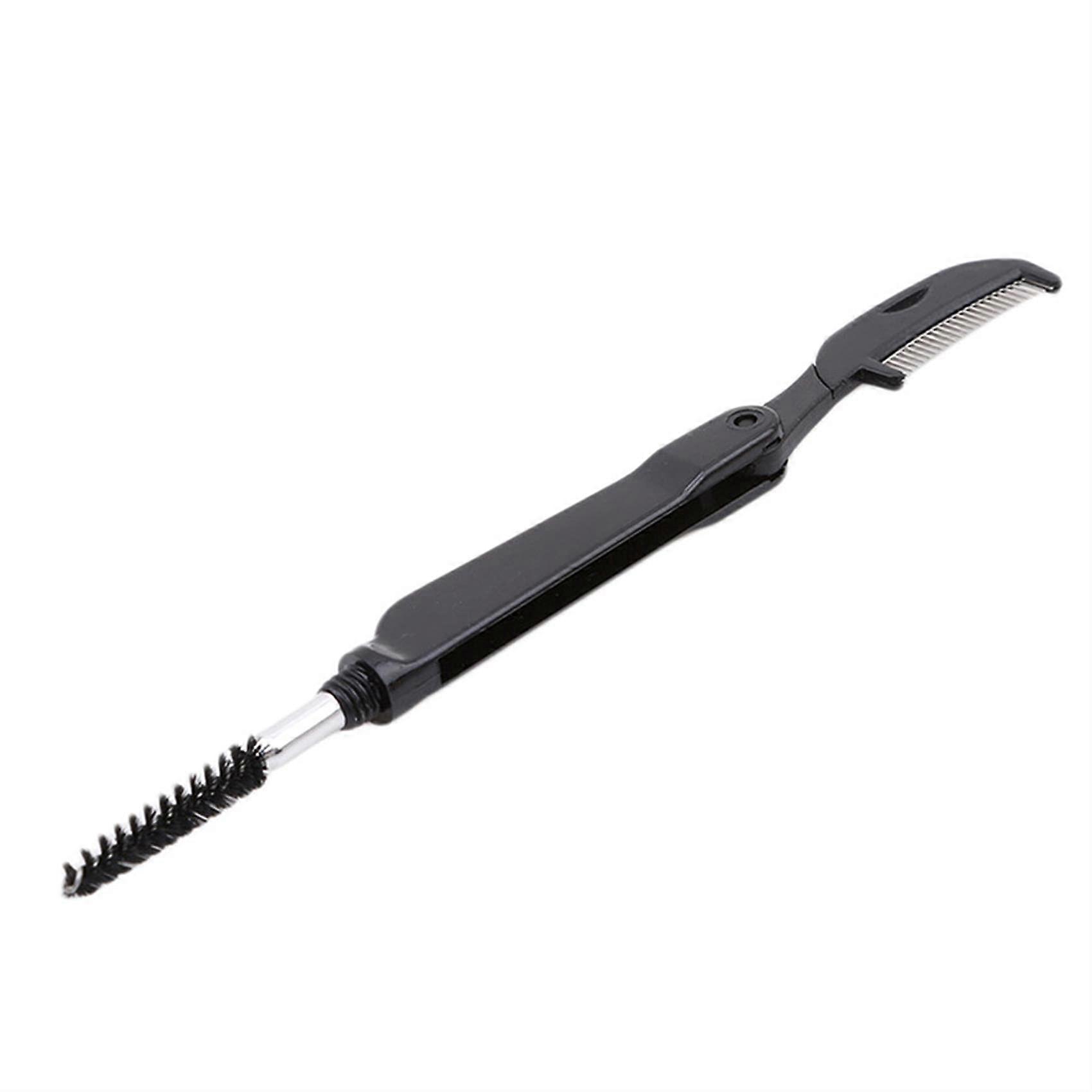 Dual Head Eyebrow Brush and Eyelash Comb with Precision Lash Separation and NonSlip Handle, Black