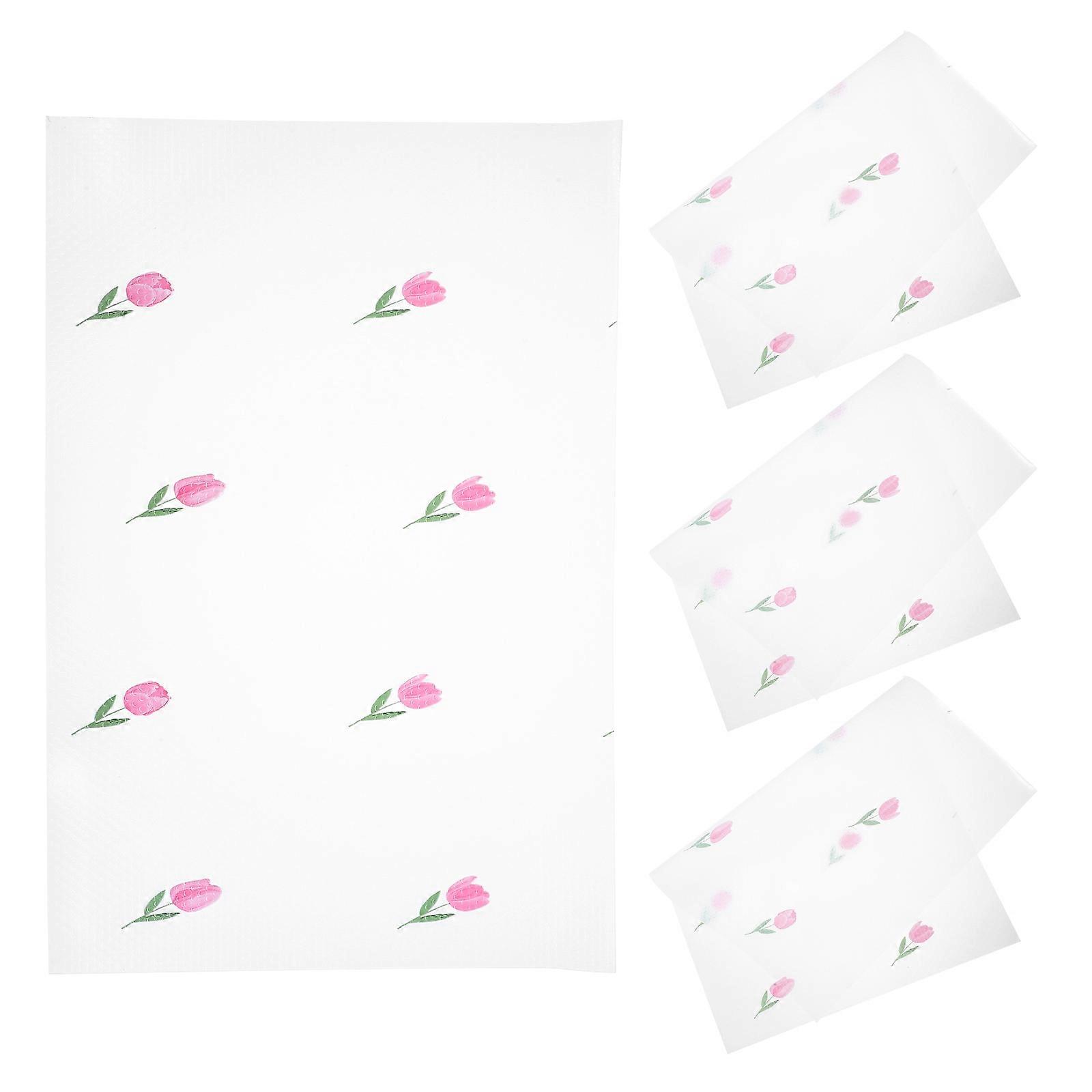 Refrigerator Mat Tulip Flower Shelf Liner for Kitchen Use 4Pcs Non-Slip Eva