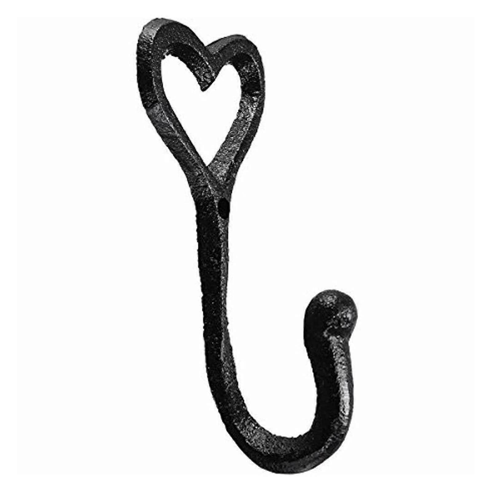 Vintage Heart Shape Wall Mounted Coat Hooks, RustResistant Iron Hanger for Hats and Coats