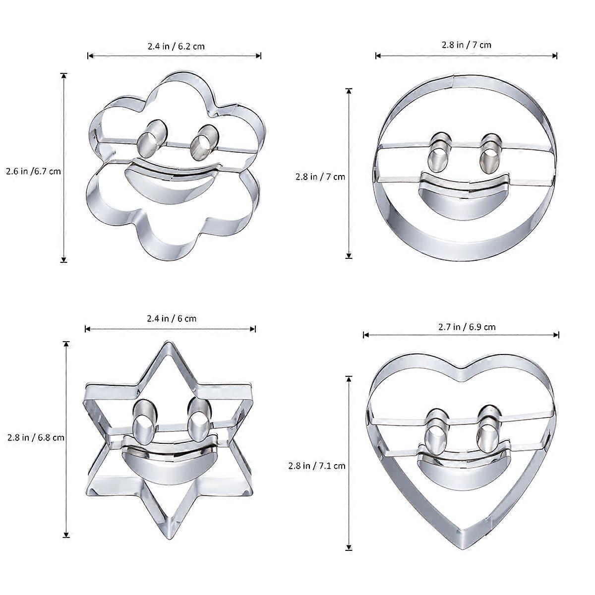 Stainless Steel Cookie Cutter Vegetable Cutter for Baking 4Pcs Silver Set