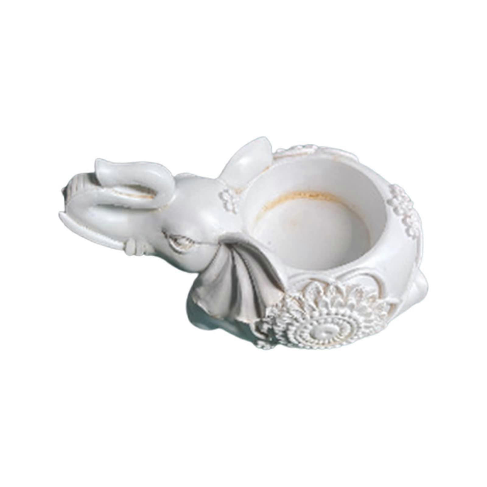 Elephant Candle Holder Set with Elegant Resin Design for Feng Shui Home Decor and Gift