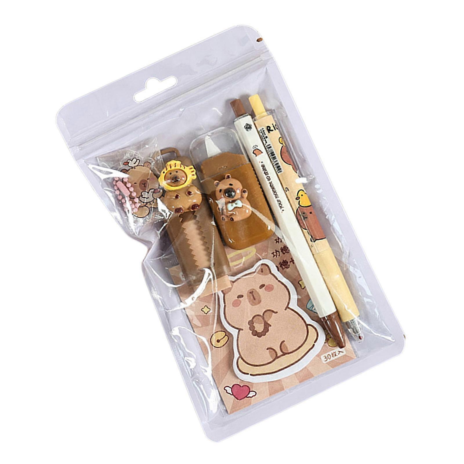 Whimsical Animal Theme Stationerys Gift Bundle Pen Memo Pad Decals Erasers Study Essential Suitable for Academic Use Multicolor