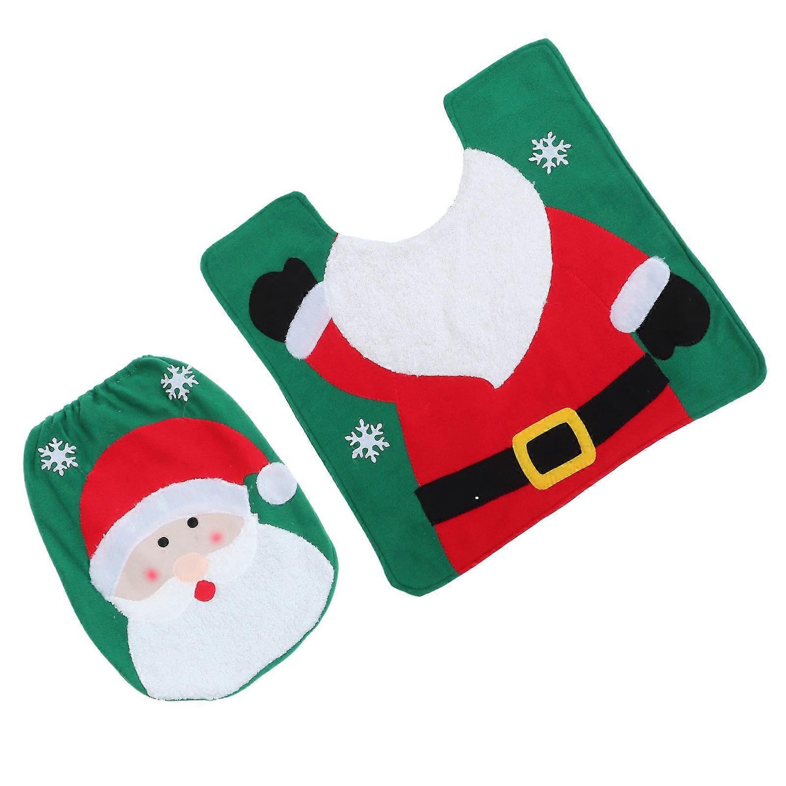 Christmas Toilet Lid Protector Suitable For Home Use With Removable Easy Cleaning Function 4Set