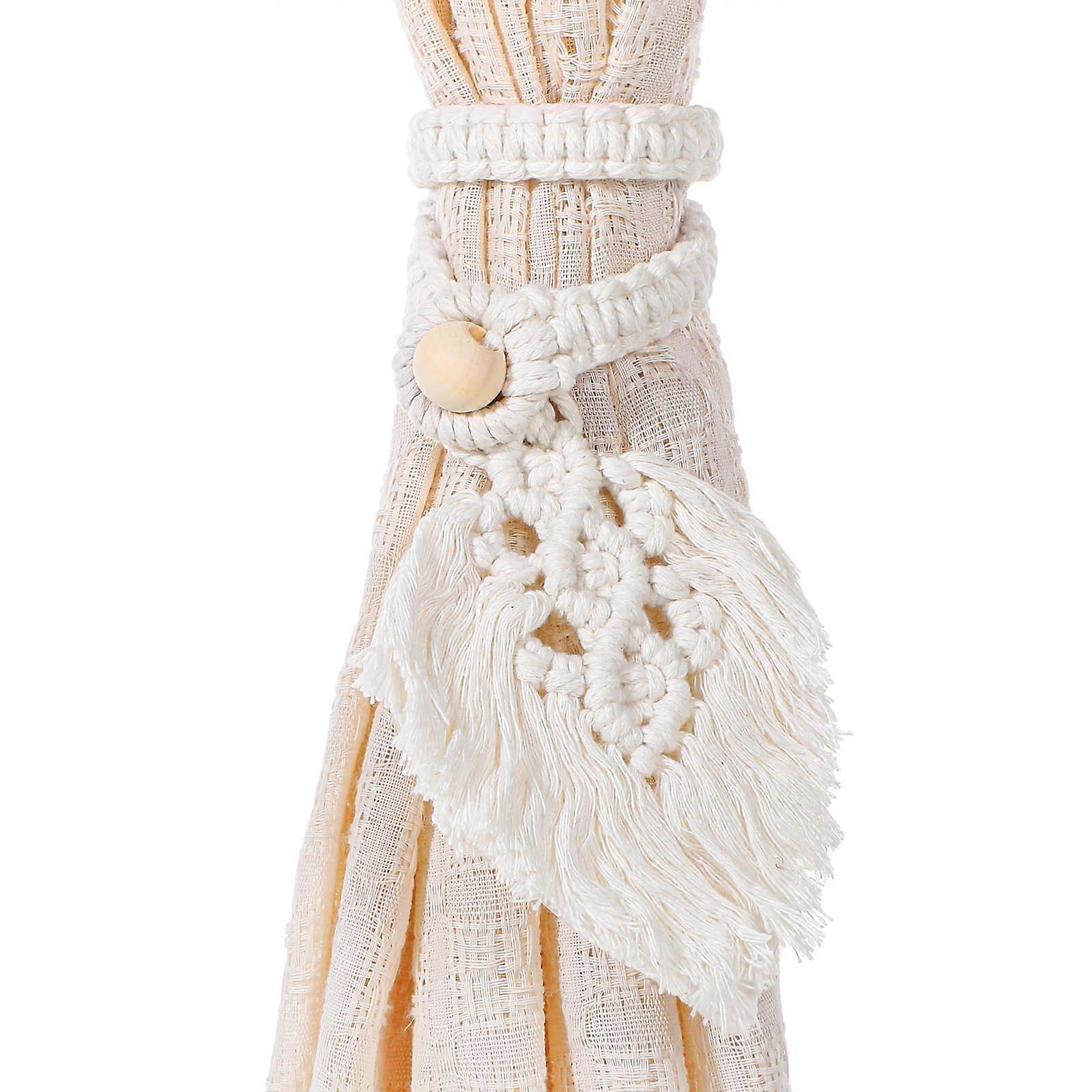 2 PCS Boho Curtain Tiebacks with Wooden Beads, Adjustable Rustic Tassel Holdbacks for Home Decor